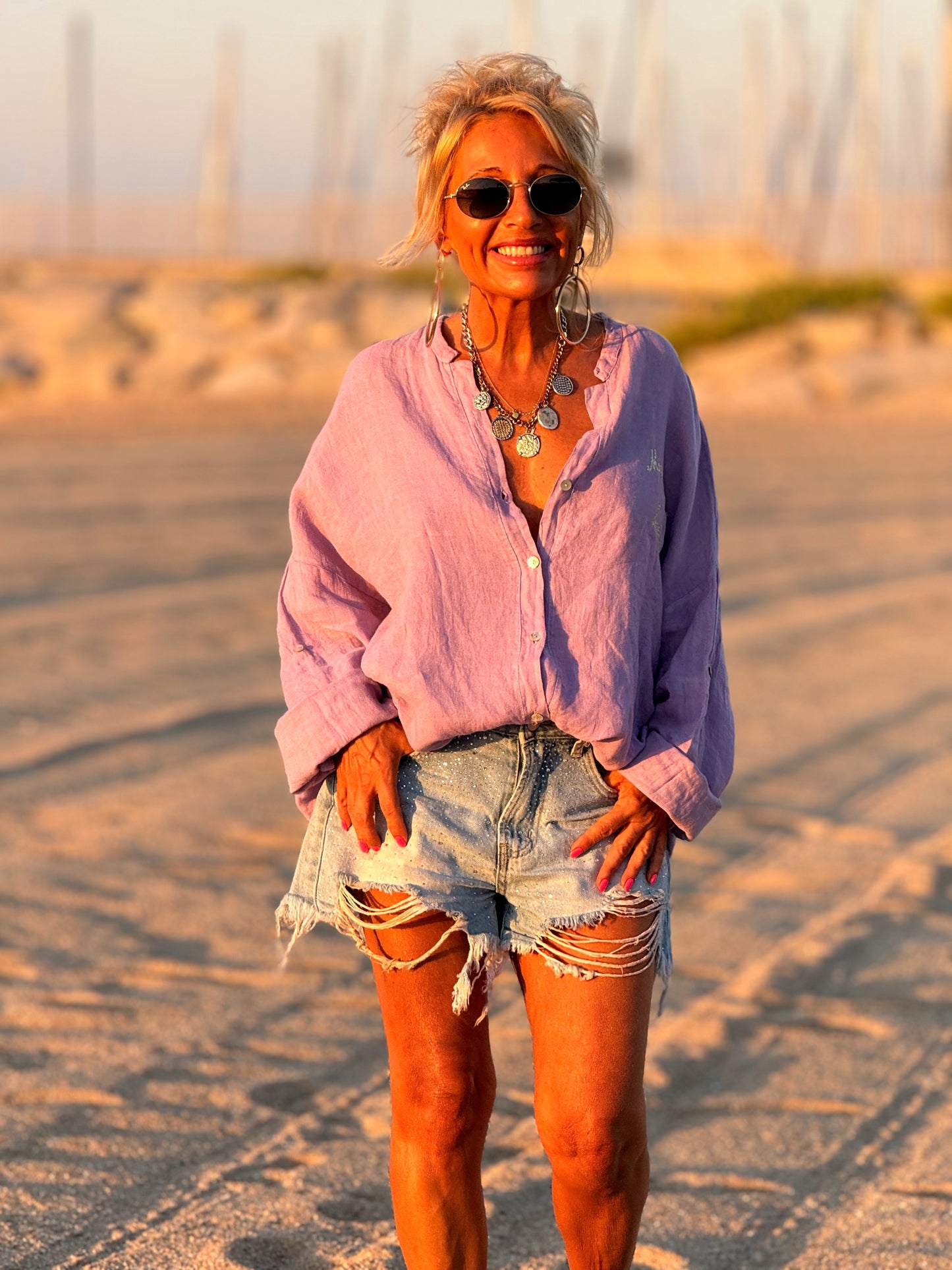 BLUSA LINO MALVA