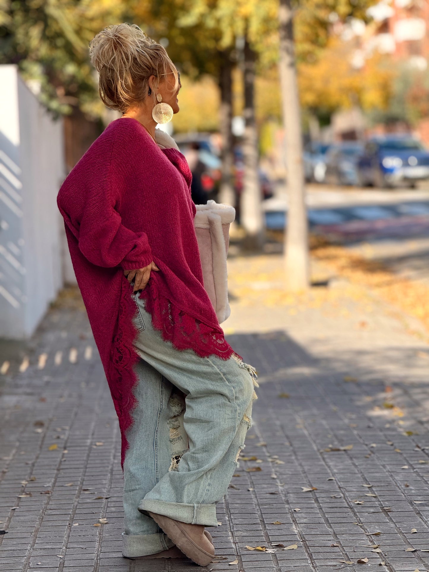 JERSEY SUPER OVERSIZE ASIMÉTRICO CON LENCERO MULTICOLOR