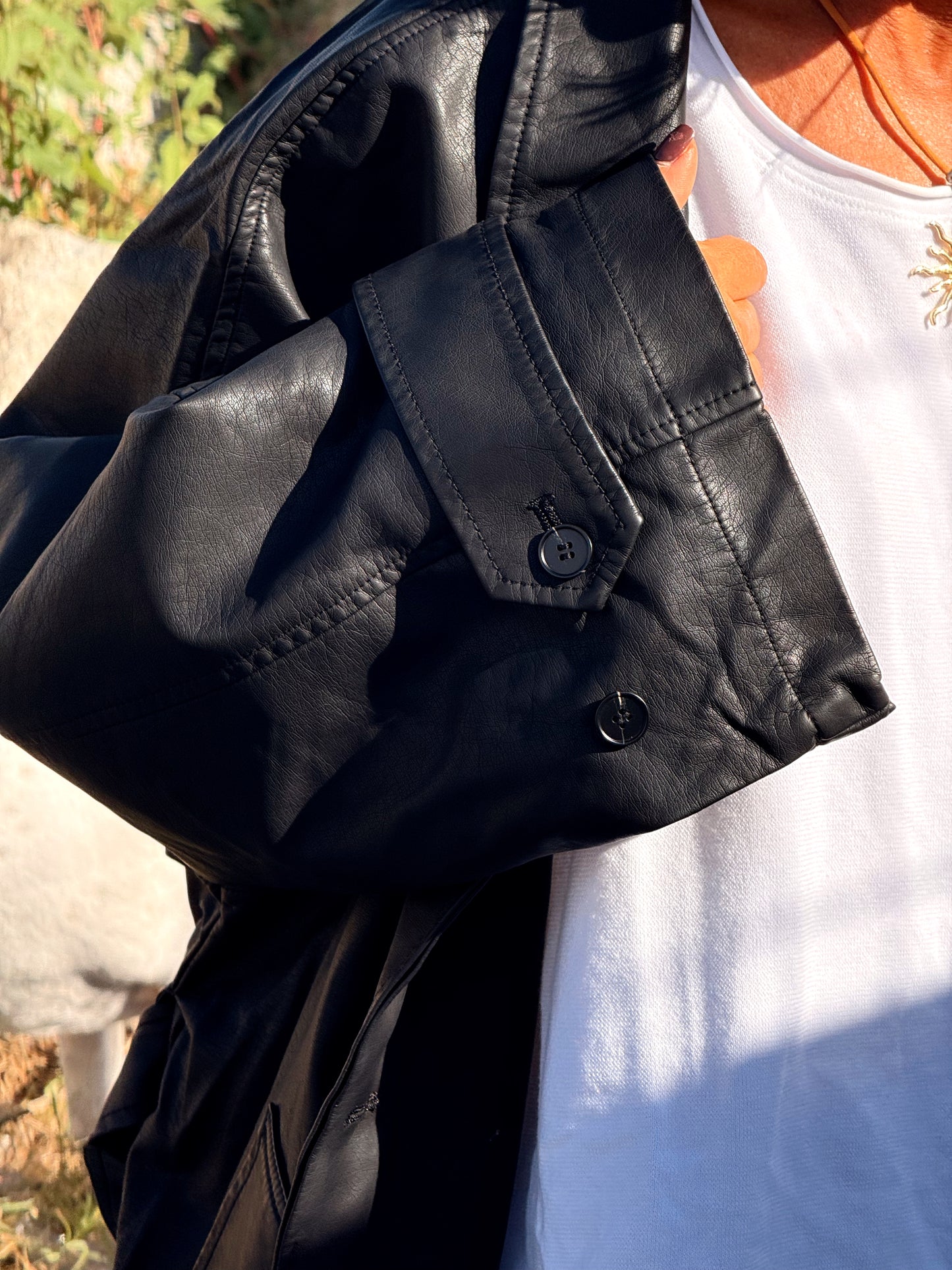 CHAQUETA LARGA POLIPIEL MULTICOLOR