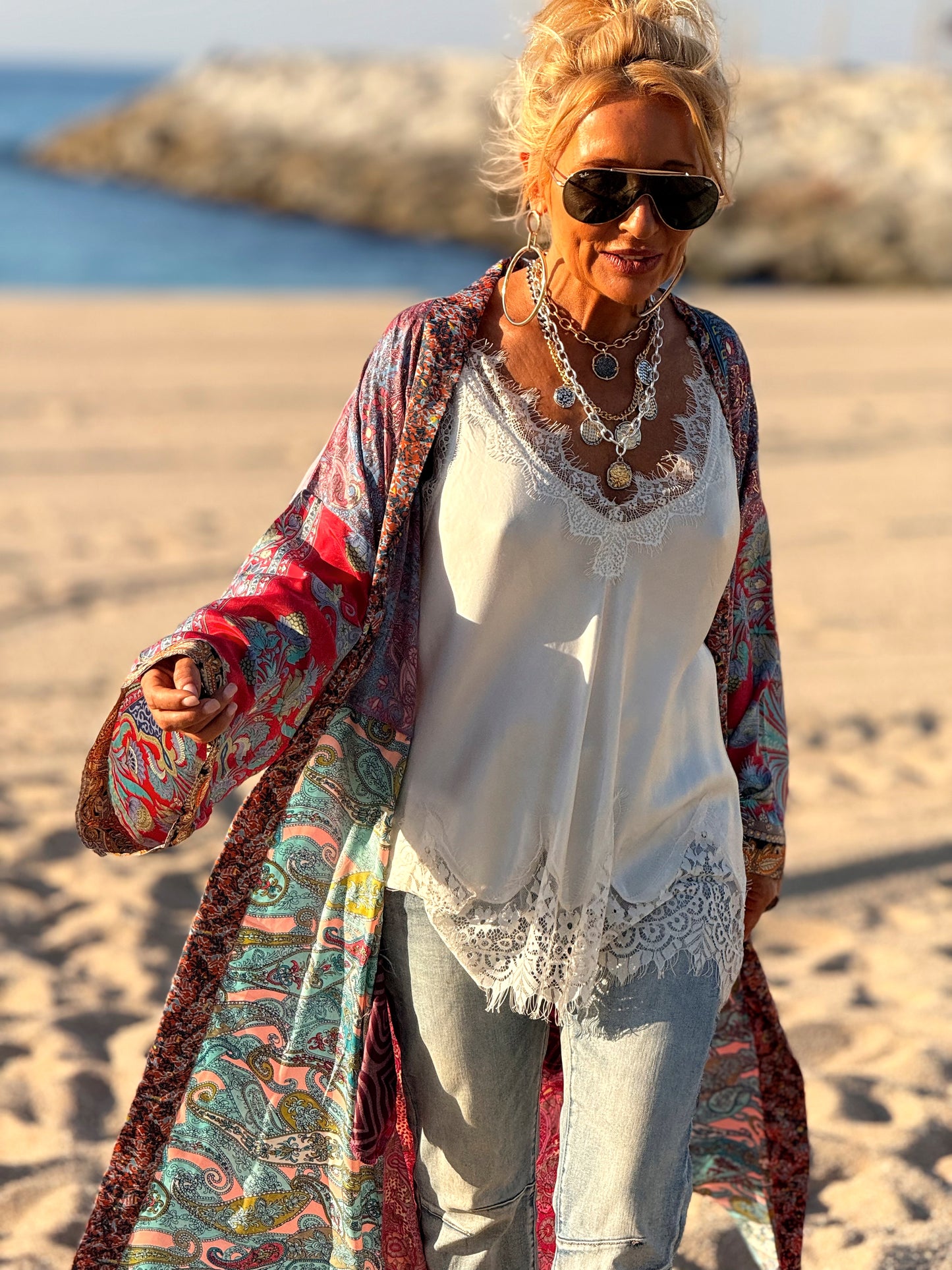 KIMONO ESTAMPADO MANGA 3/4 MULTICOLOR