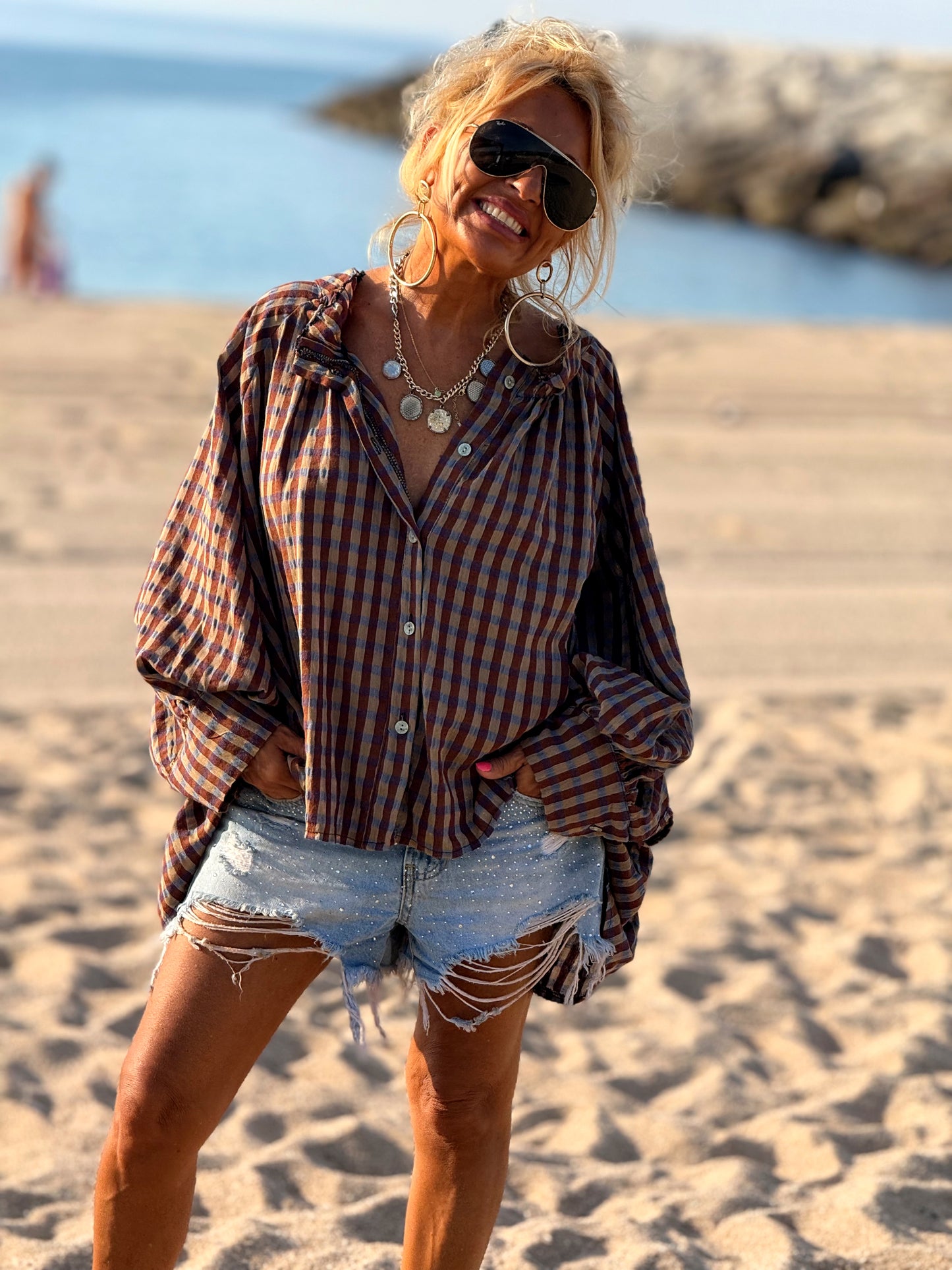 CAMISA OVERSIZE DAVID CUADROS MARRÓN