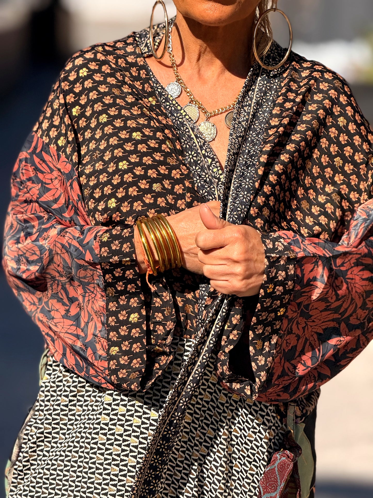 KIMONO ESTAMPADO MANGA 3/4 MULTICOLOR