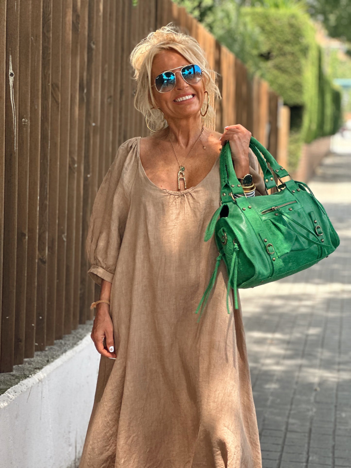 VESTIDO LINO SUNDY CAMEL