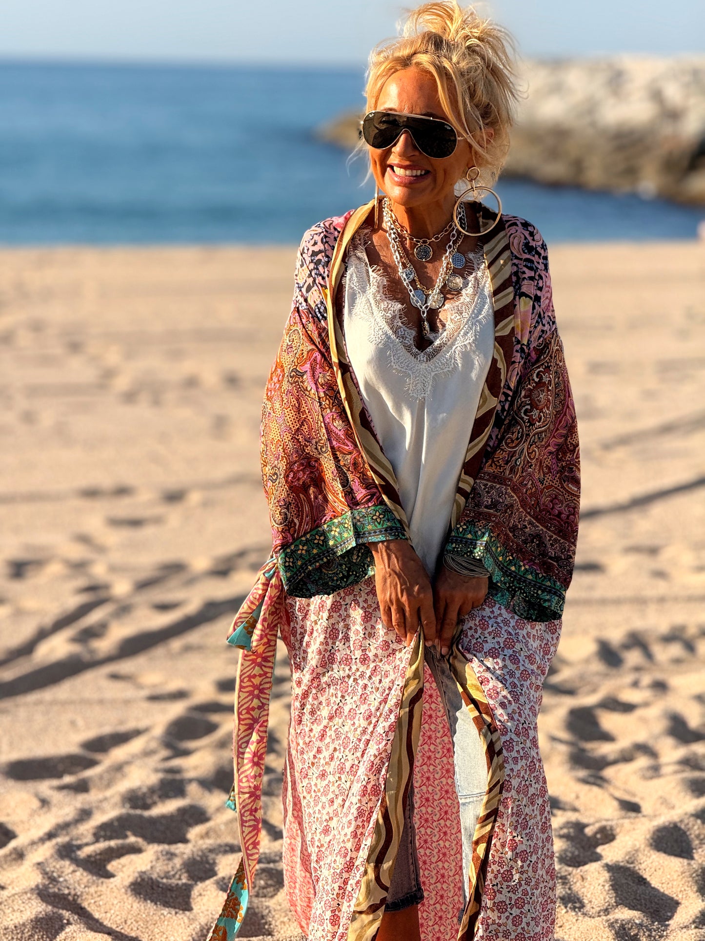 KIMONO ESTAMPADO MANGA 3/4 MULTICOLOR