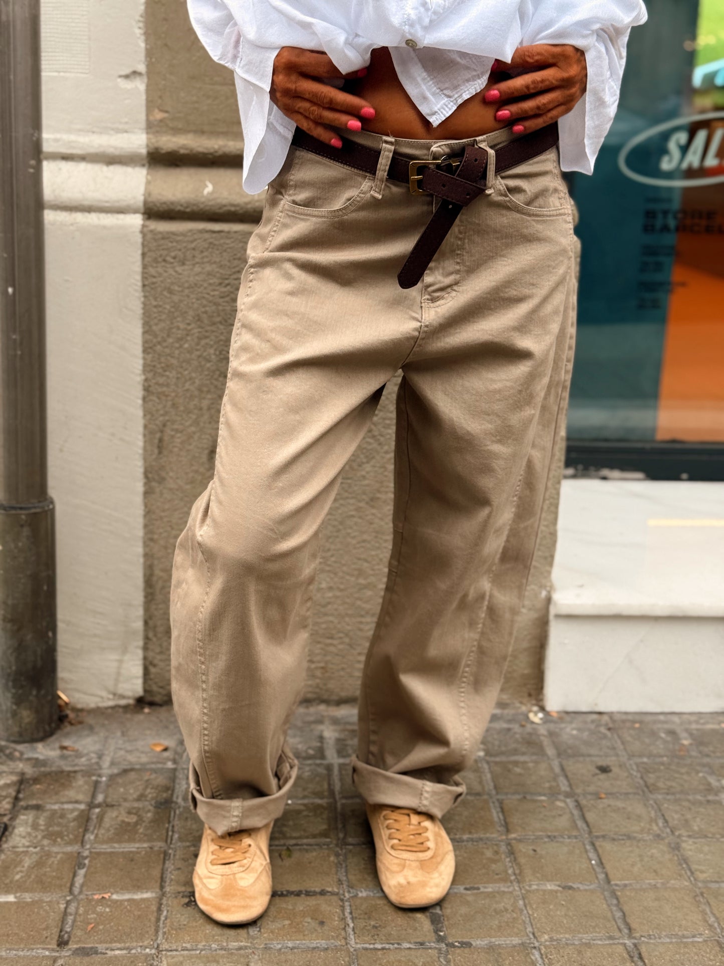 PANTALON CON CINTURÓN CAMILLE  MULTICOLOR