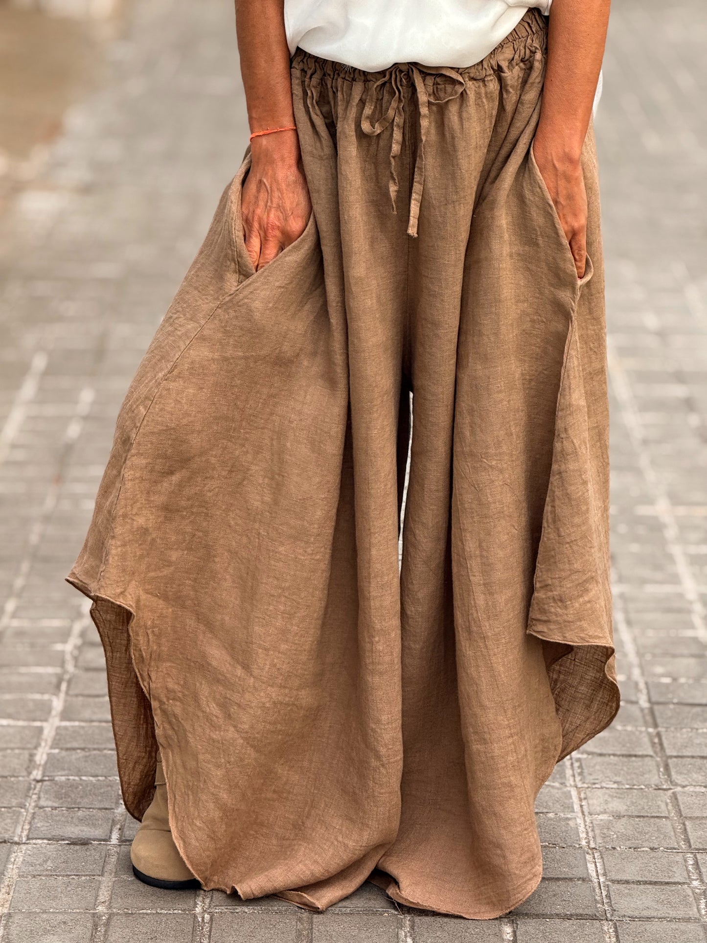 PANTALON LINO VALENTINACAMEL