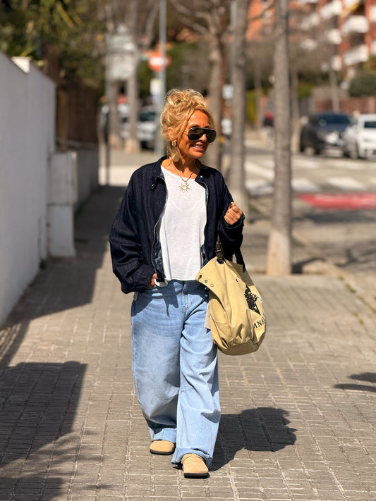 CHAQUETA CORTA CON FORRO CUADRADOS TEJANO