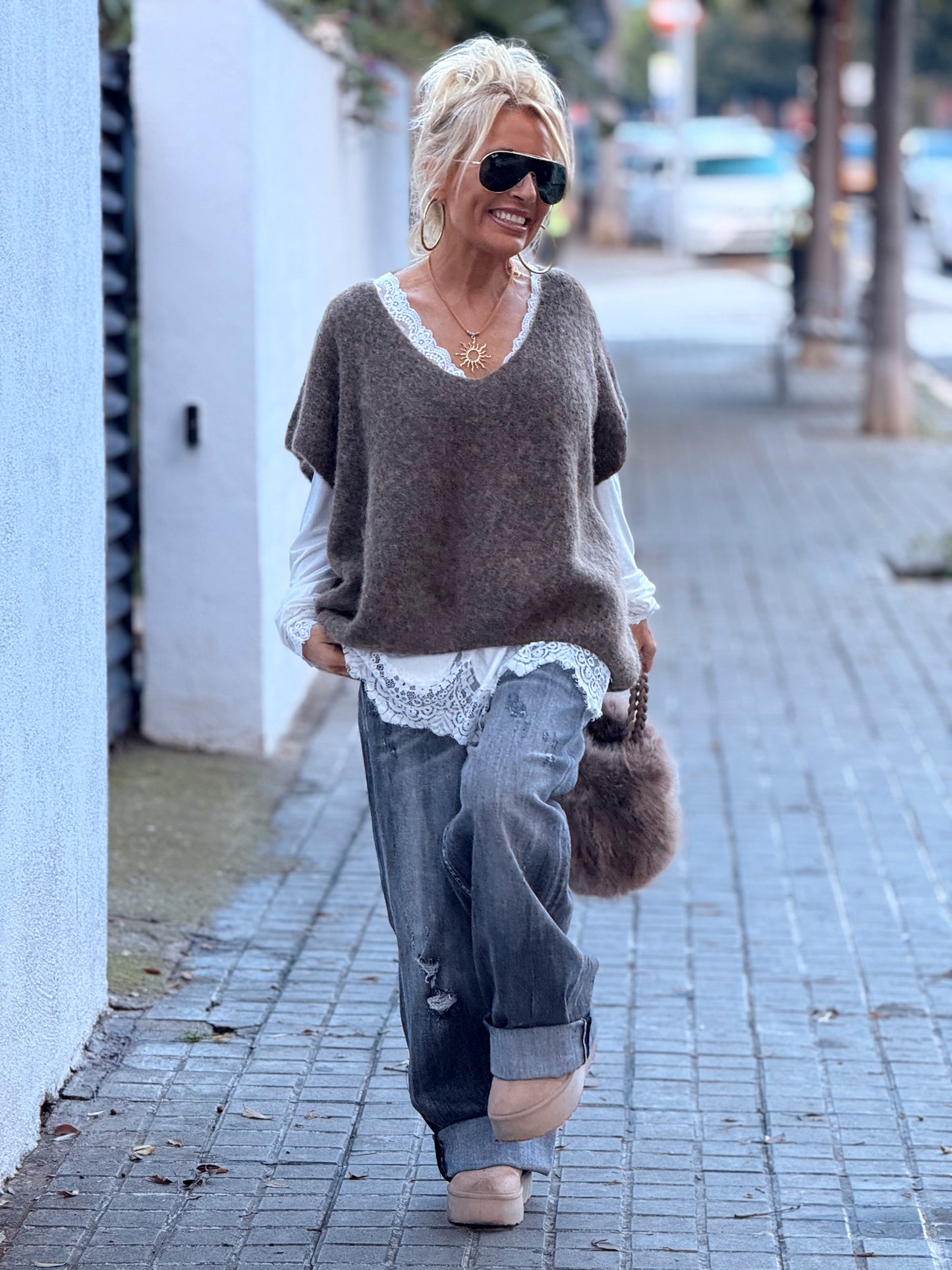 JERSEY-CHALECO DE PUNTO SUPER OVERSIZE LUANA MULTICOLOR