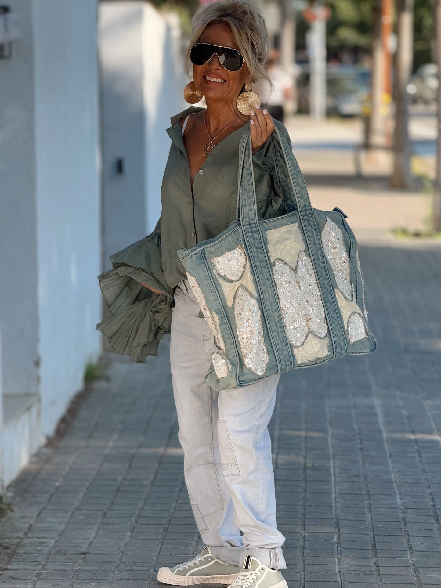 BLUSA BOHEMIAN MANGA VOLANTES KAKI