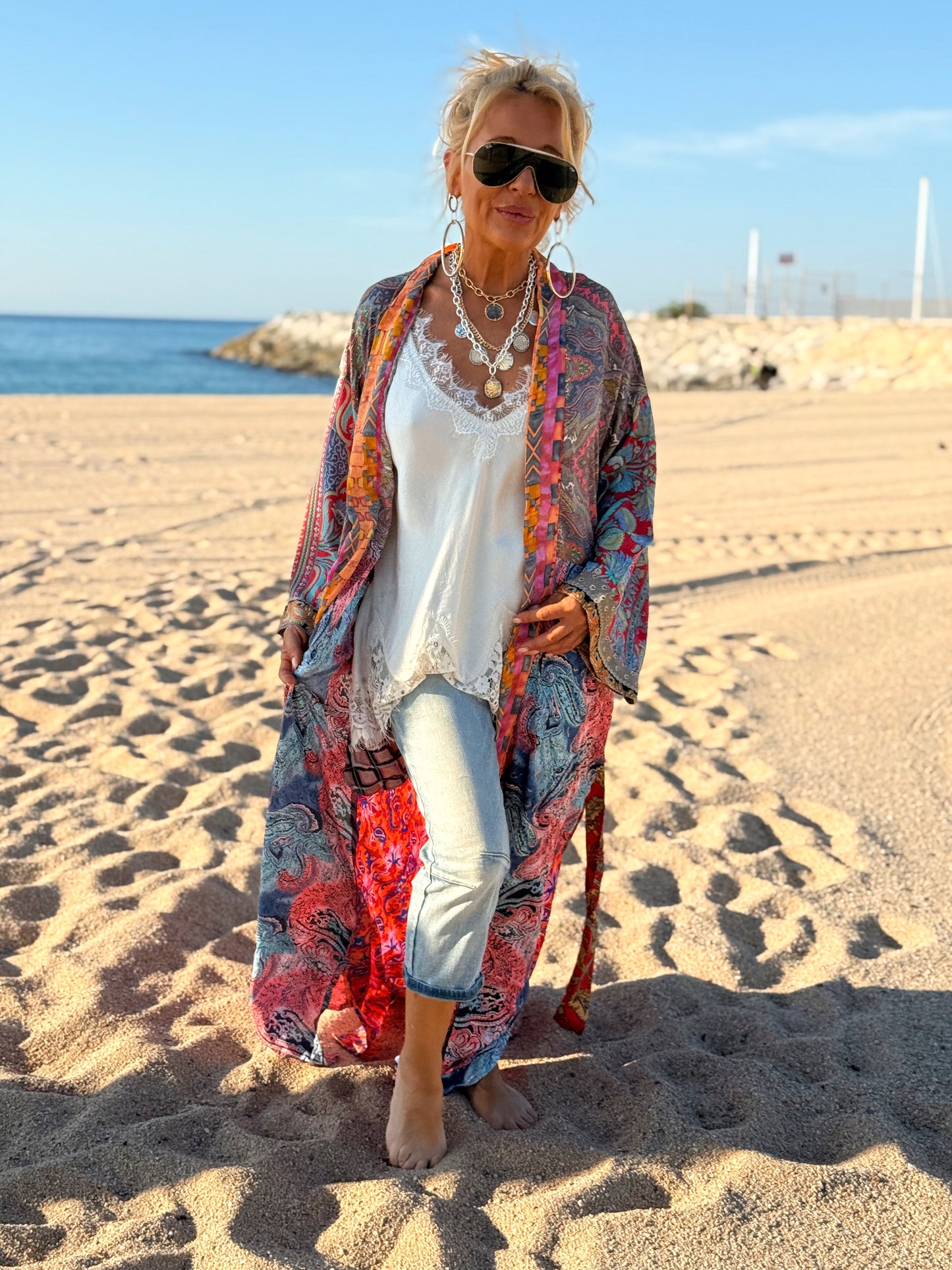 KIMONO ESTAMPADO MANGA 3/4 MULTICOLOR