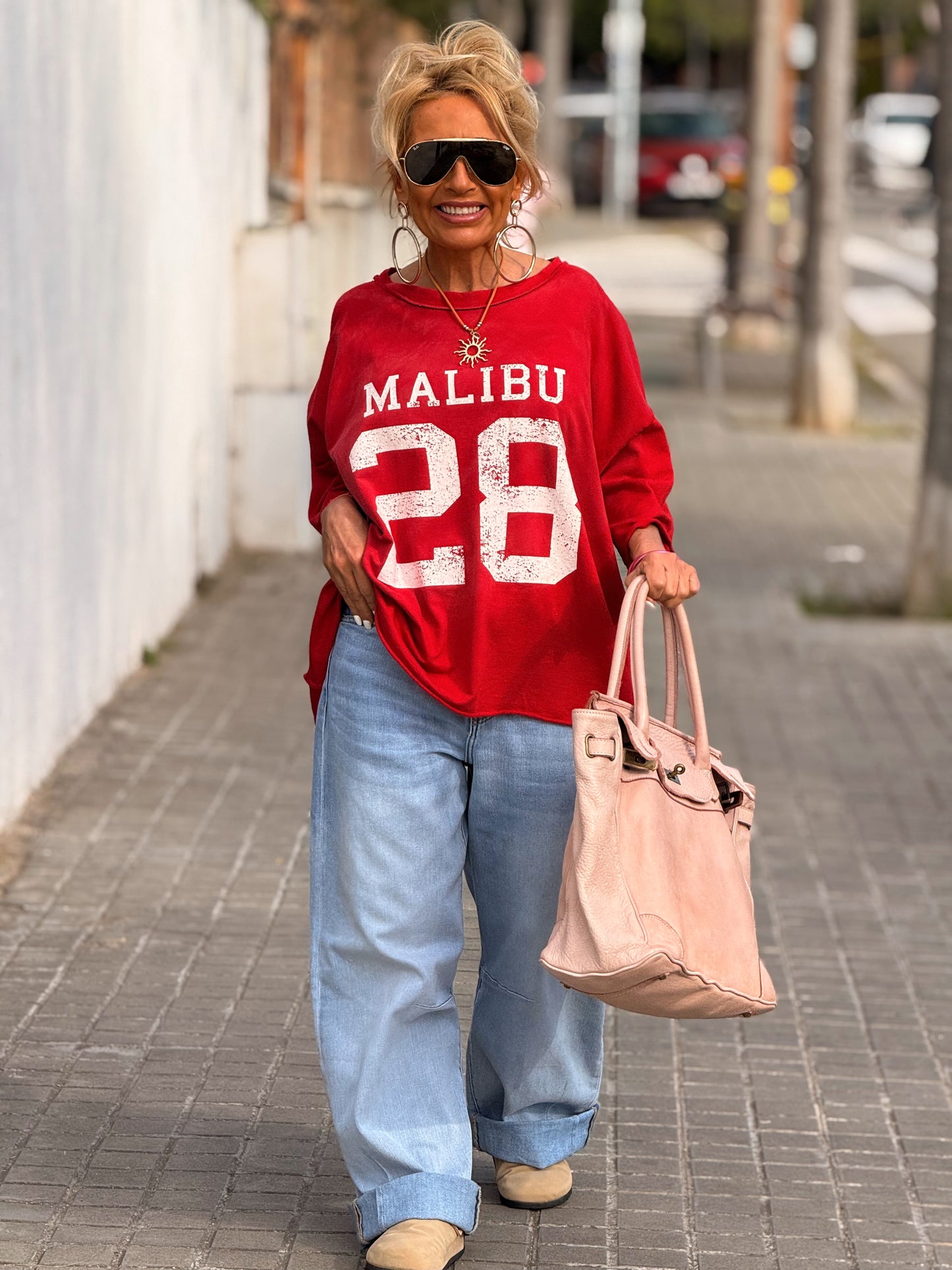 CAMISETA SUPER OVERSIZE DESGASTADA MALIBU MULTICOLOR
