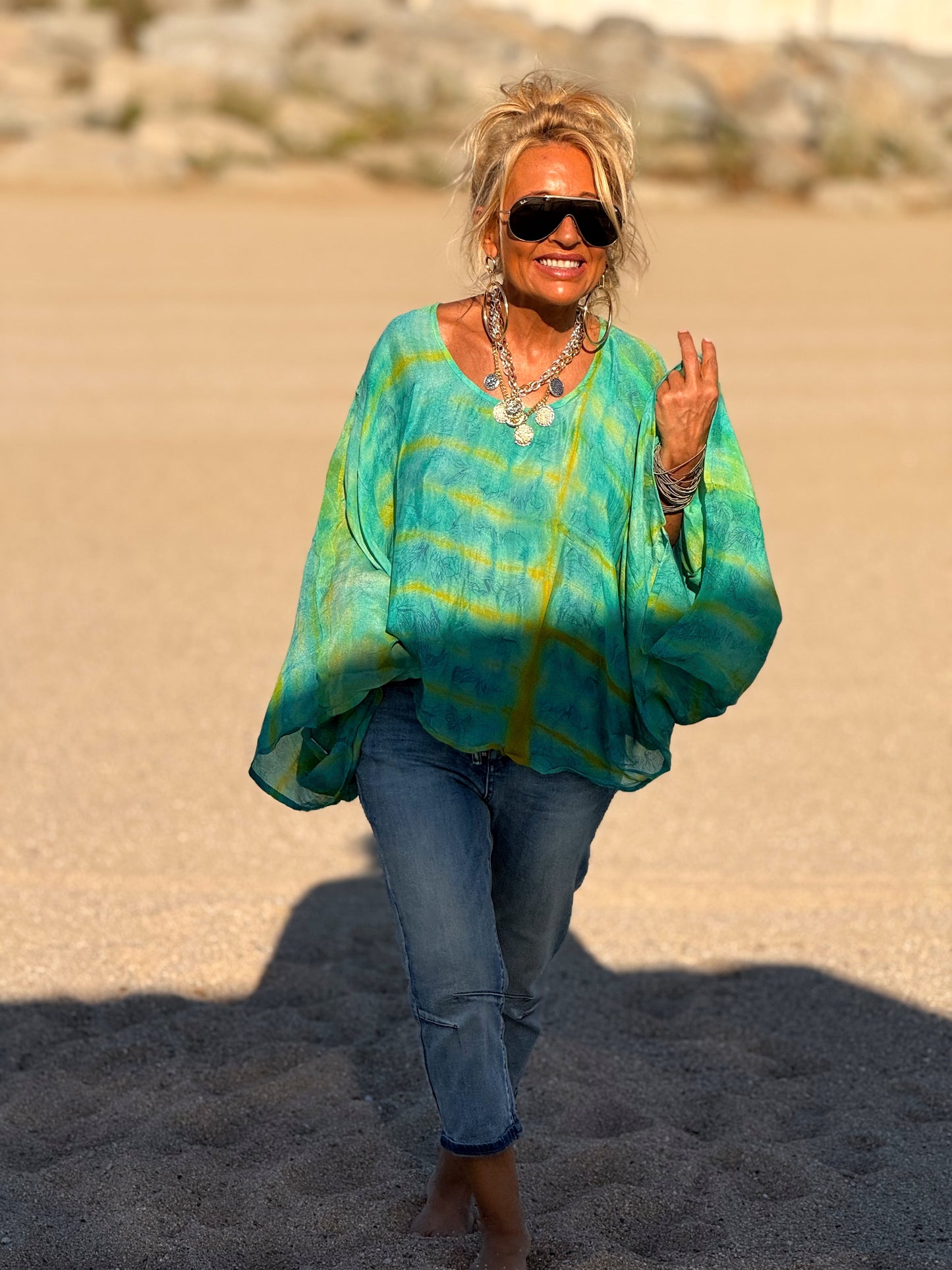 BLUSA-CAPA ESTAMPADO CREPE DE SEDA INDY MULTICOLOR