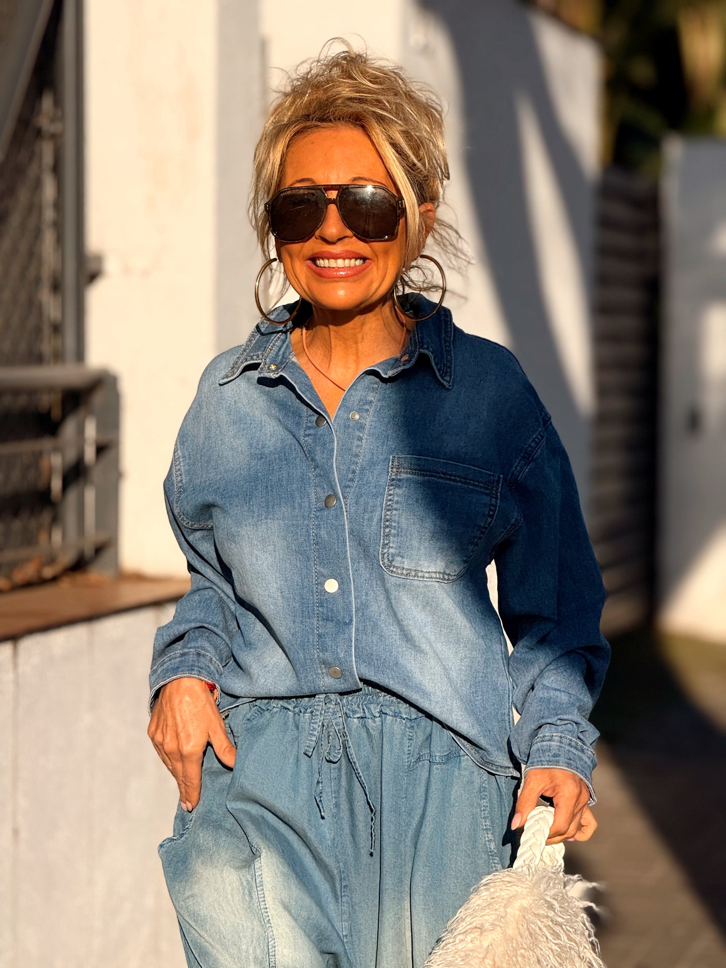 CAMISA CORTA DENIM TEJANO