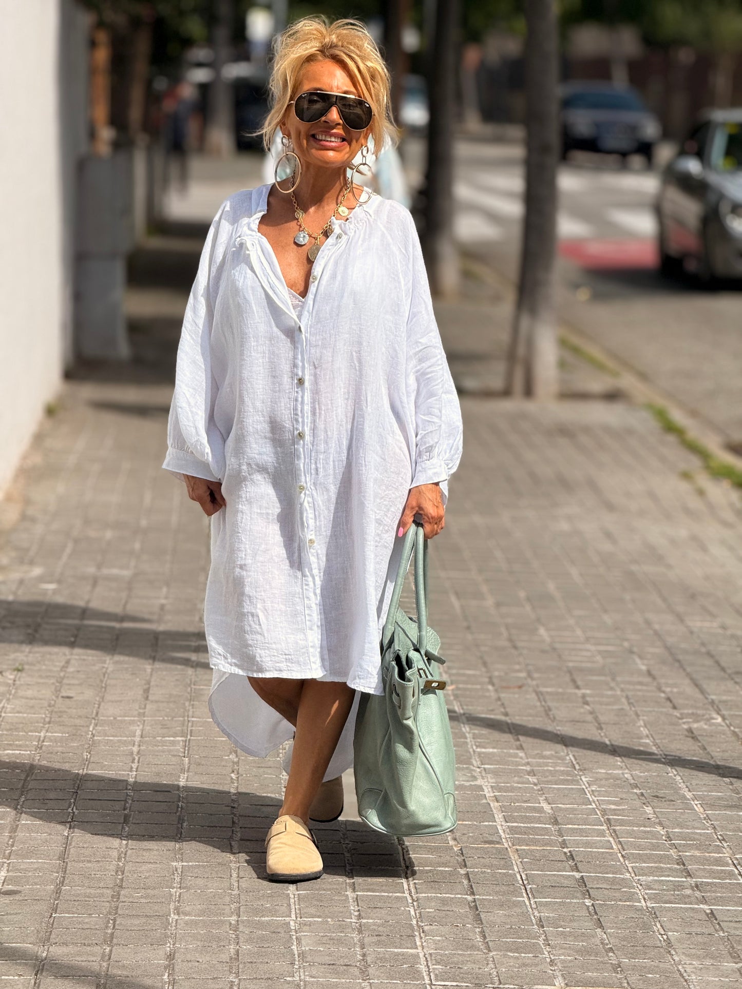 VESTIDO-TÚNICA SUPER OVERSIZE LINO NINA MULTICOLOR