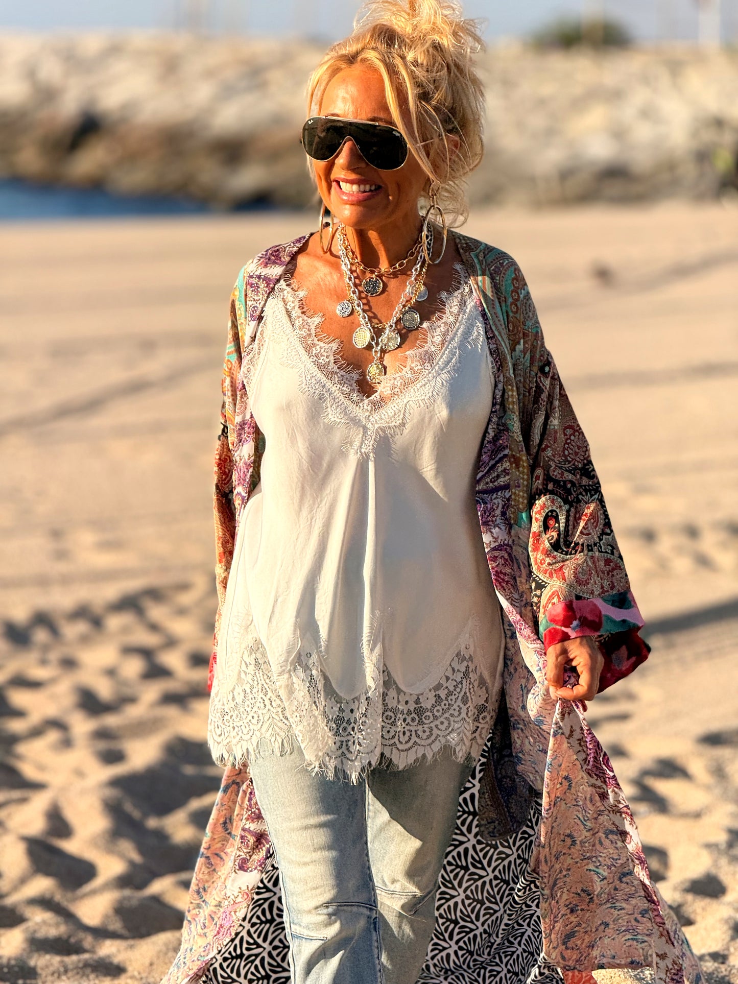 KIMONO ESTAMPADO MANGA 3/4 MULTICOLOR