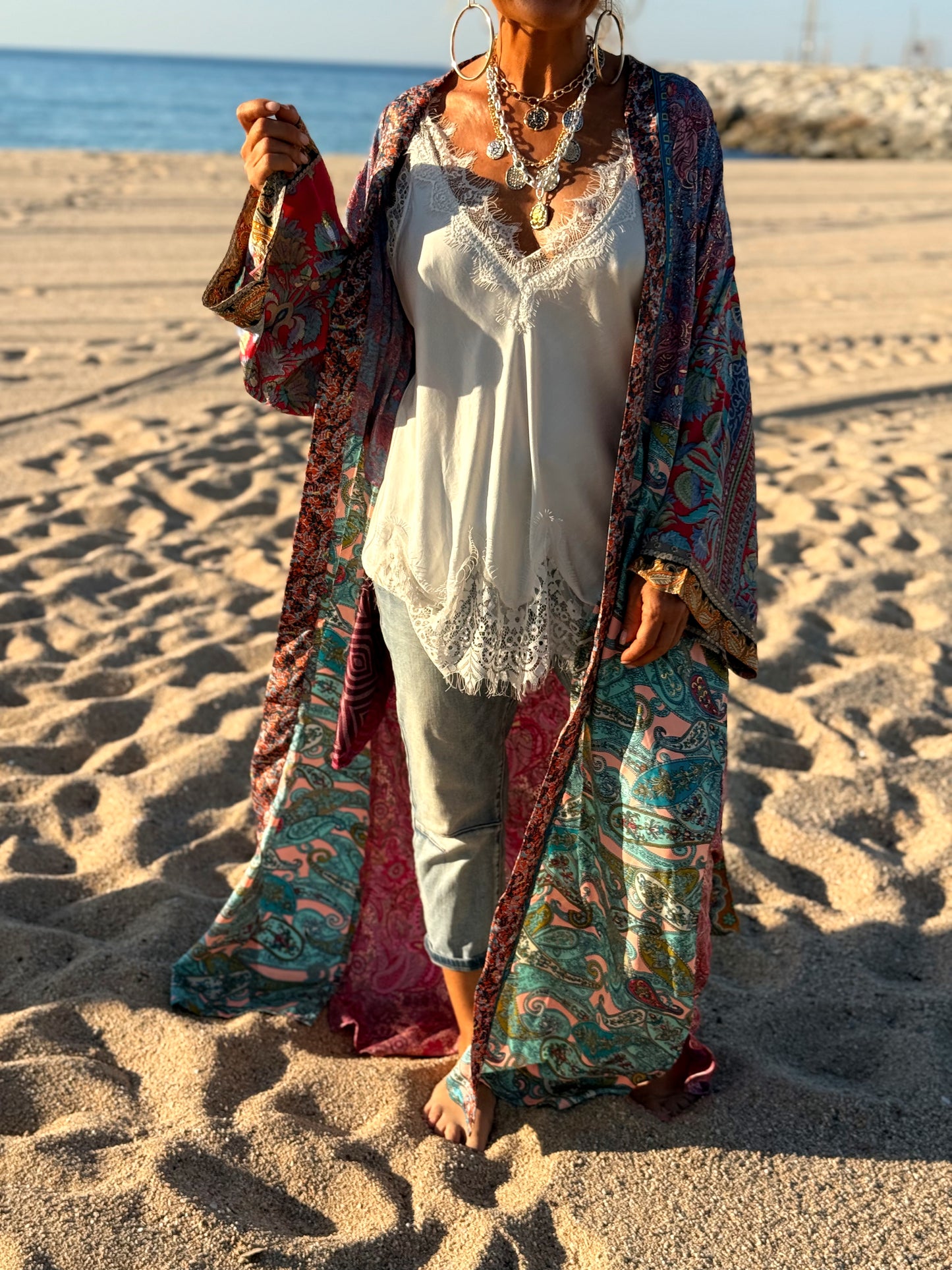 KIMONO ESTAMPADO MANGA 3/4 MULTICOLOR