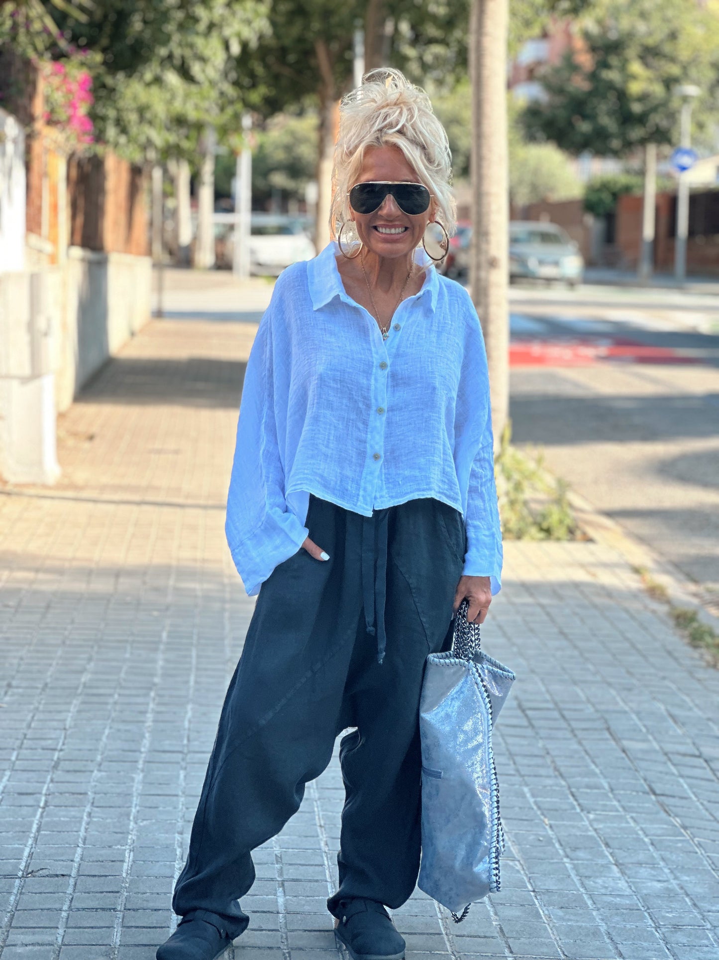 CAMISA LINO CROP-TOP MULTICOLOR