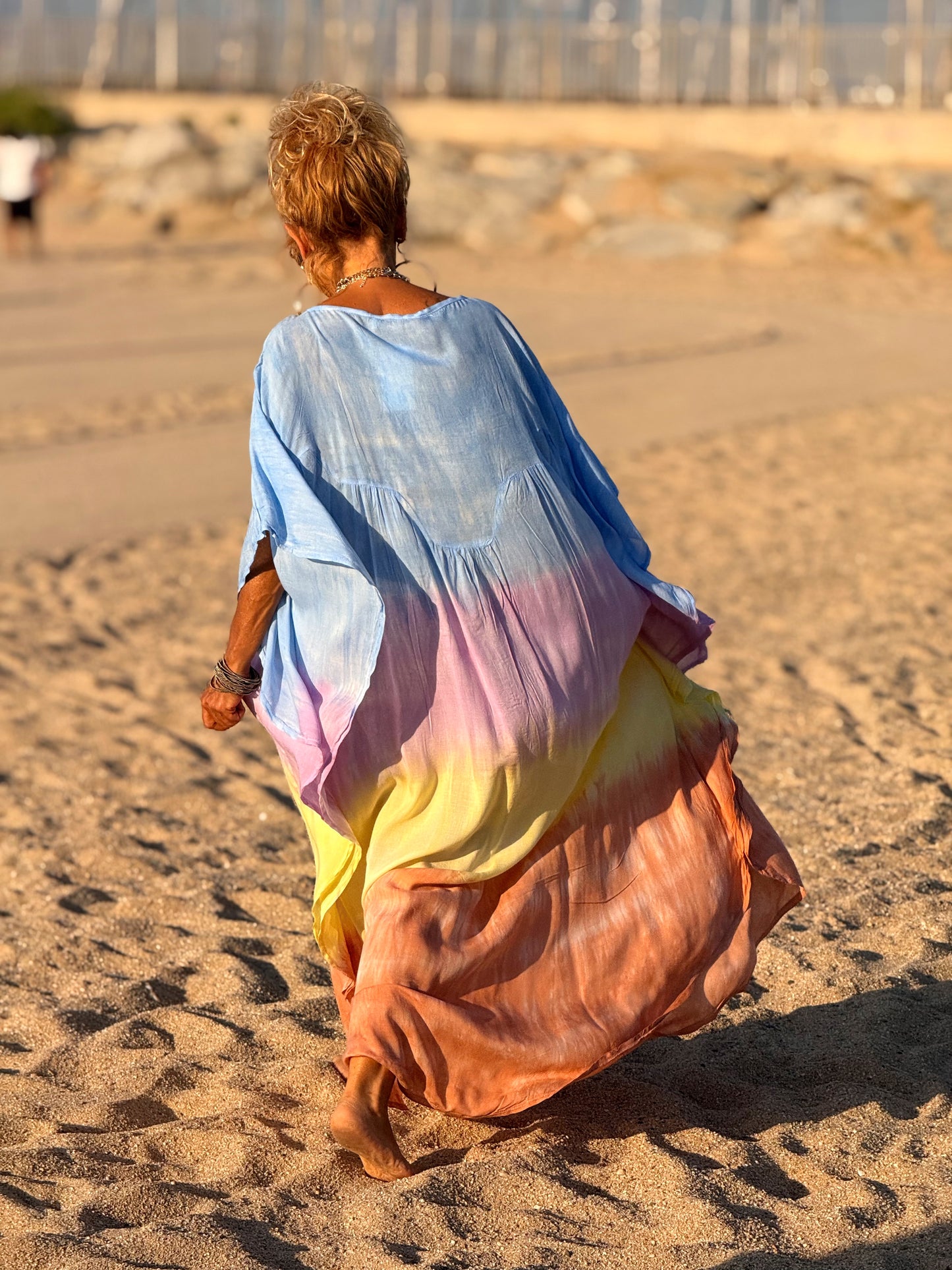 VESTIDO KAFTAN SUPER OVERSIZE IBIZA CELESTE