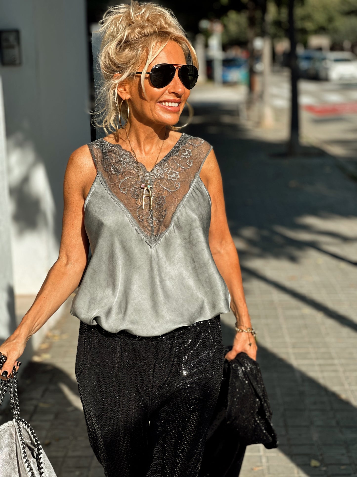 TOP LENCERO MALON GRIS