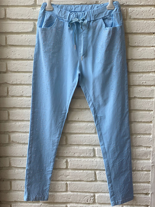 PANTALON BRILLANTE CELESTE