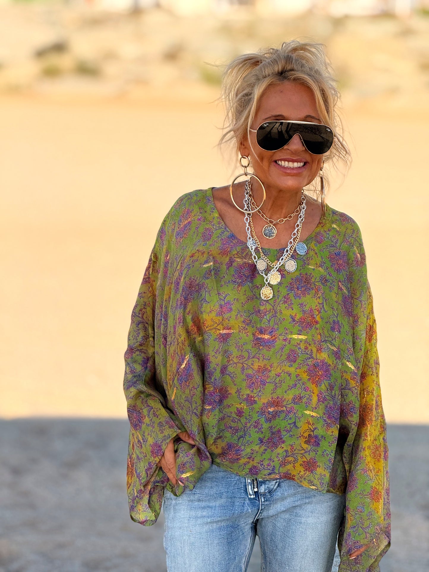 BLUSA-CAPA ESTAMPADO CREPE DE SEDA INDY MULTICOLOR