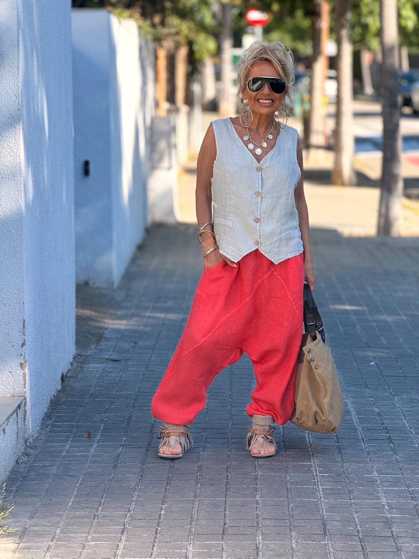 PANTALÓN BAGGY OVERSIZE LINO FLORENT MULTICOLOR