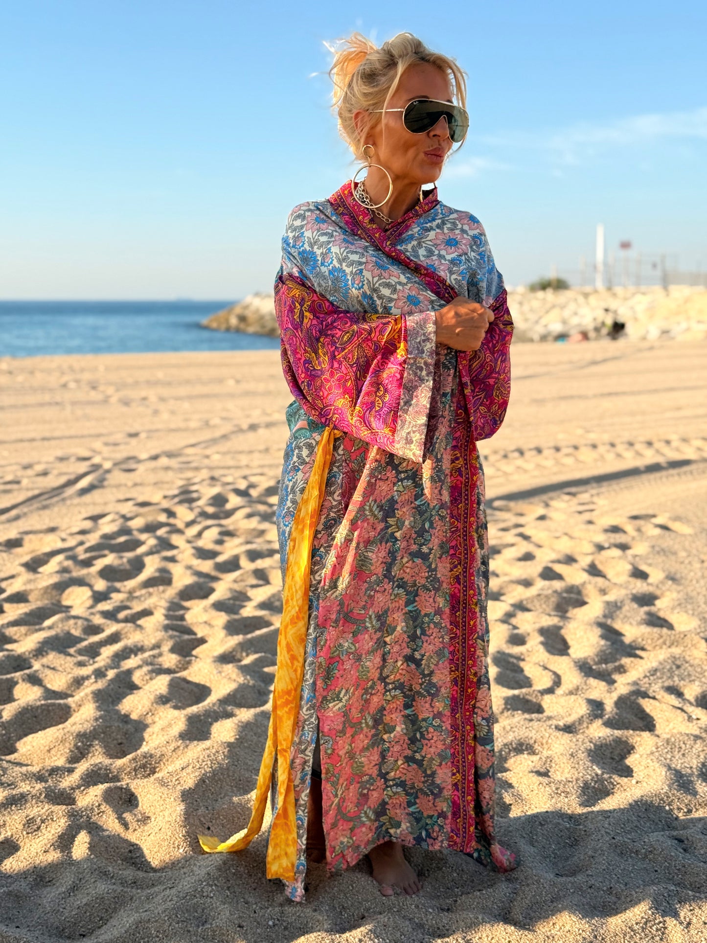 KIMONO ESTAMPADO MANGA 3/4 MULTICOLOR