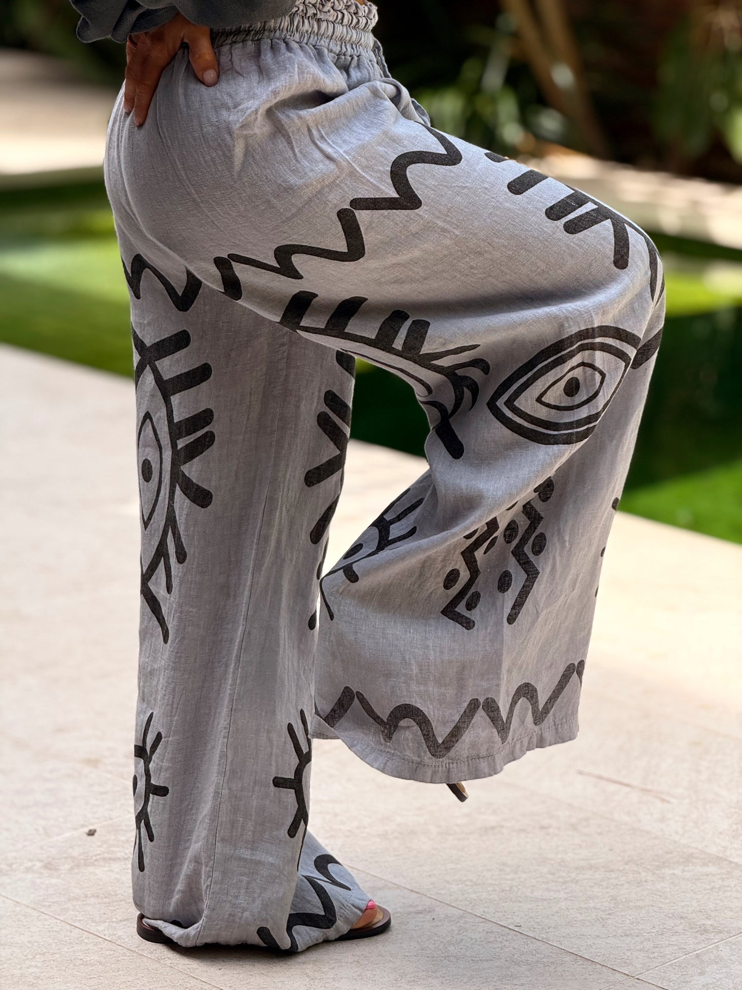 PANTALON LINO ÉTNICO MULTICOLOR