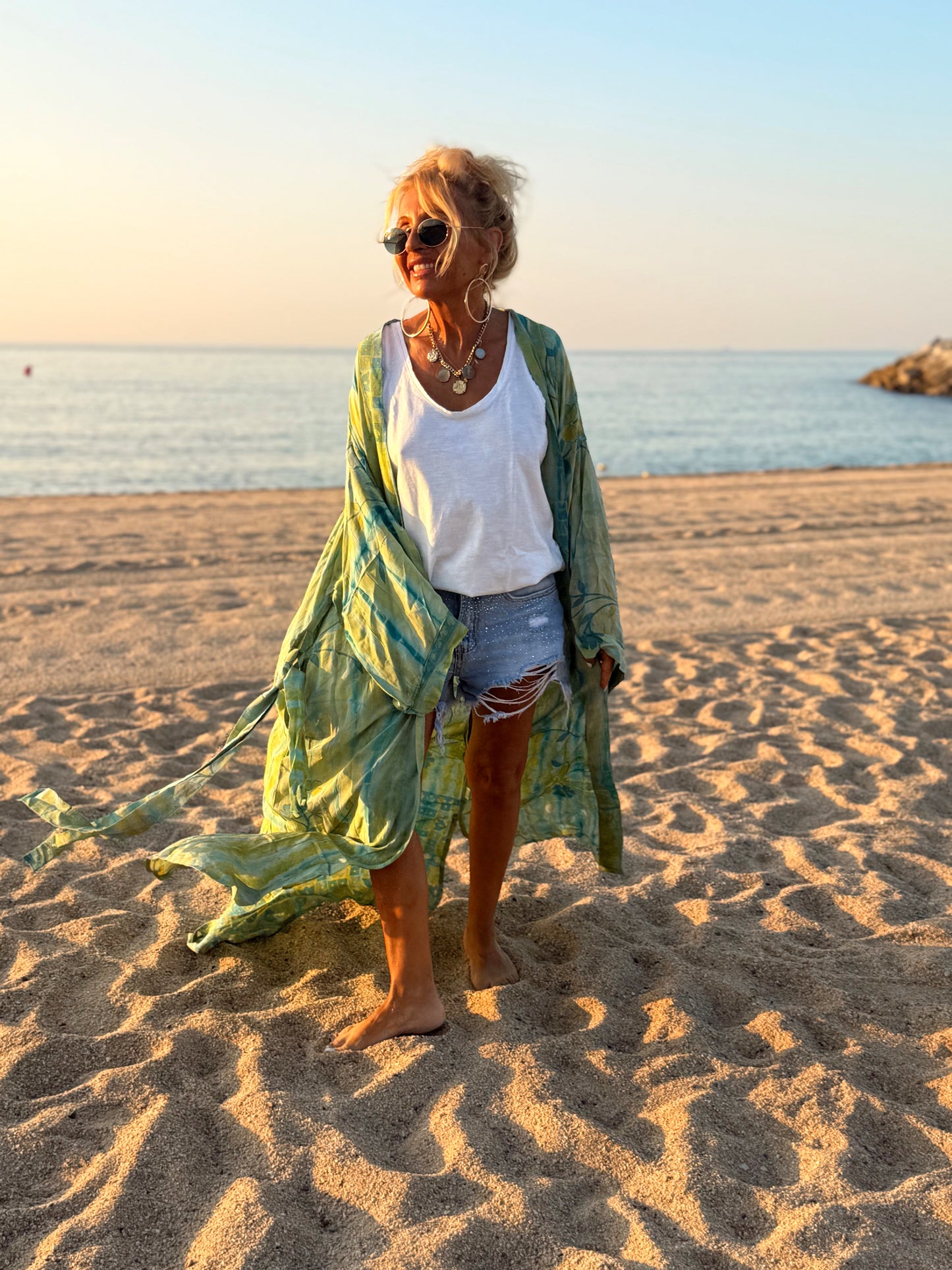 KIMONO ESTAMPADO MANGA LARGA CREPE DE SEDA MULTICOLOR