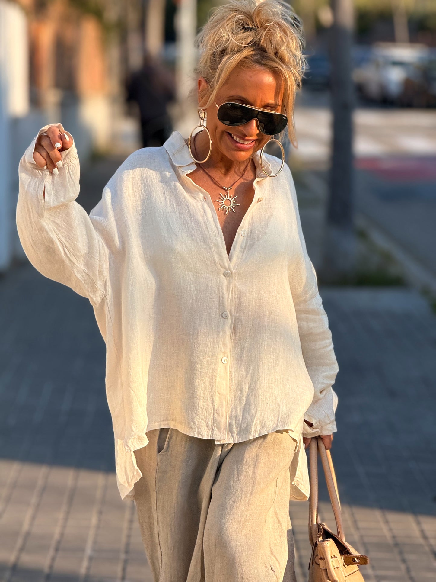 CAMISA OVERSIZE LINO LEA MULTICOLOR
