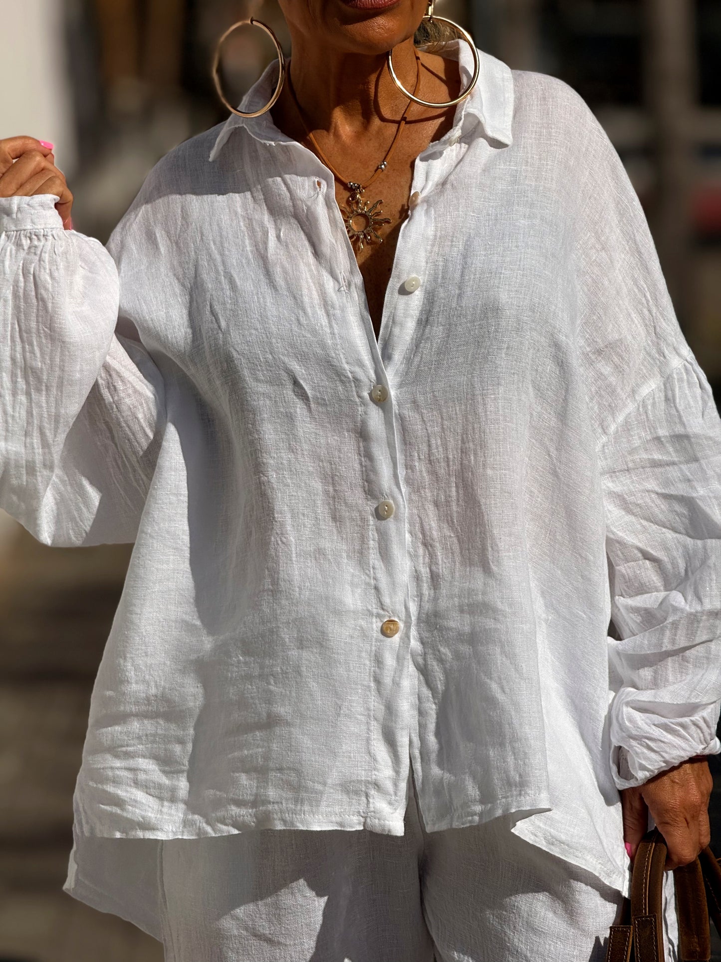 CAMISA OVERSIZE LINO LEA MULTICOLOR