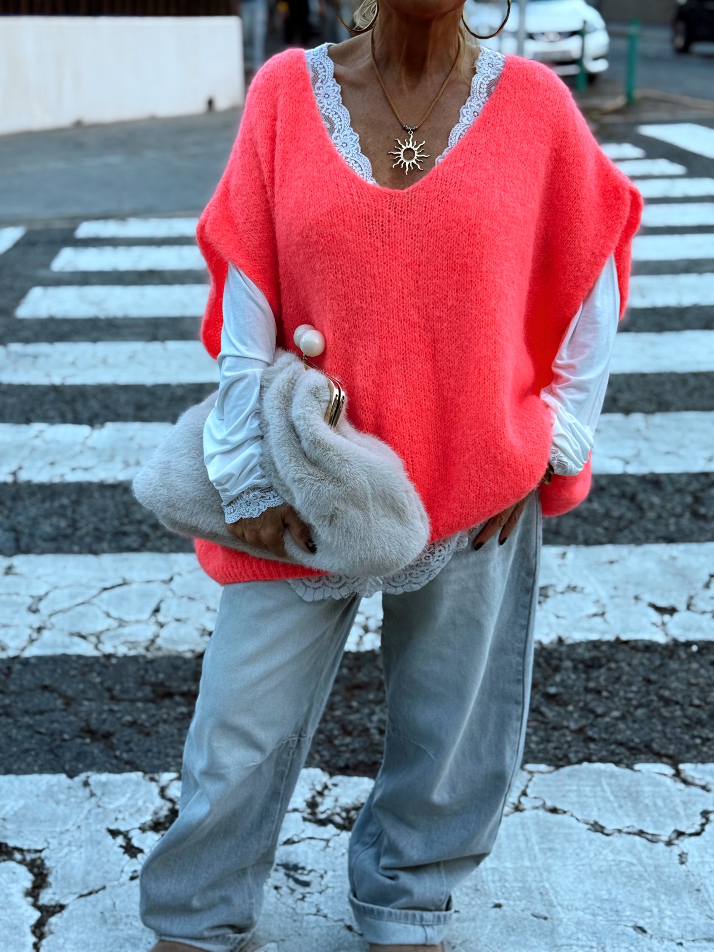 JERSEY-CHALECO DE PUNTO SUPER OVERSIZE LUANA MULTICOLOR