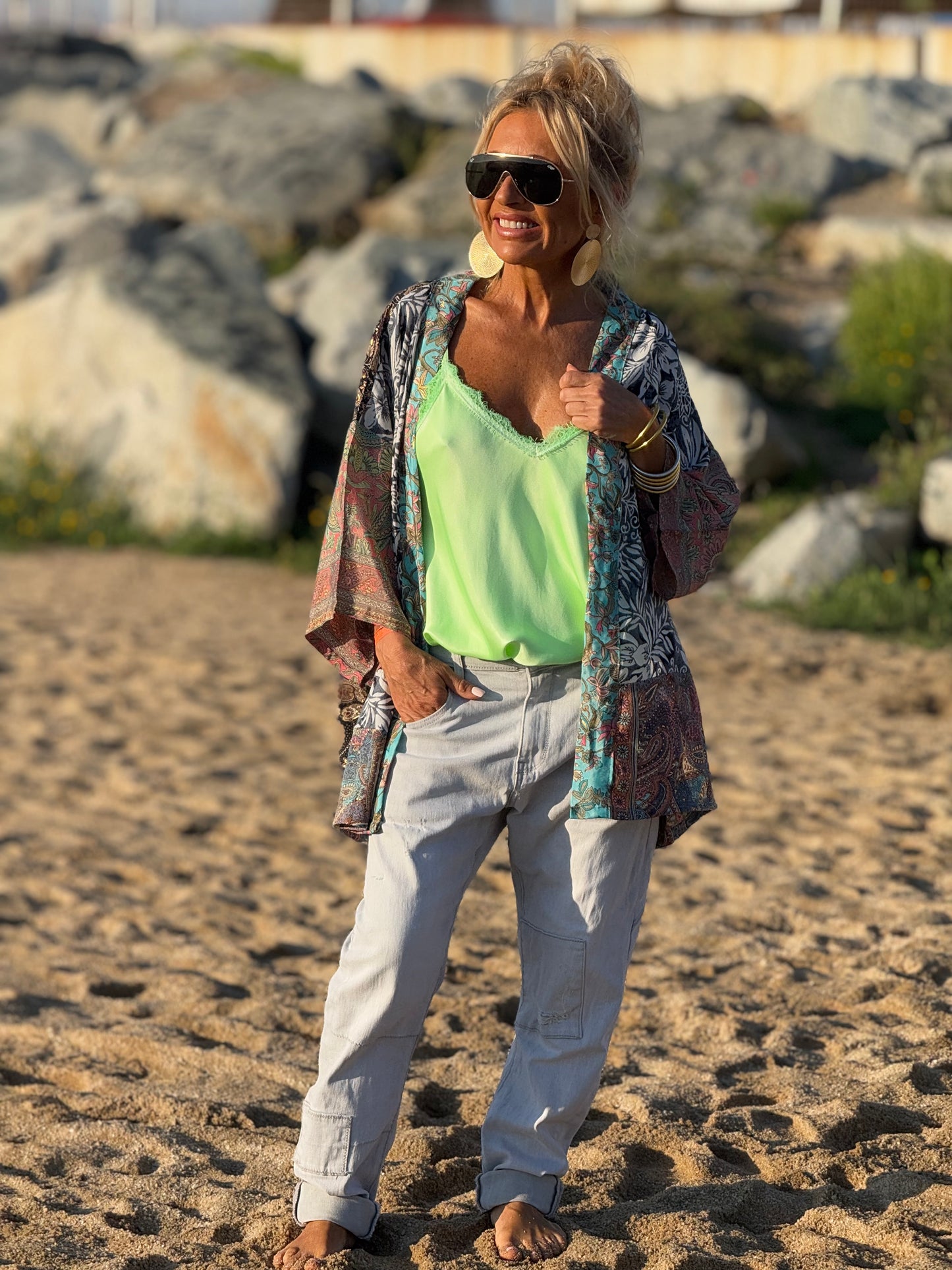 KIMONO CORTO ESTAMPADO MULTICOLOR