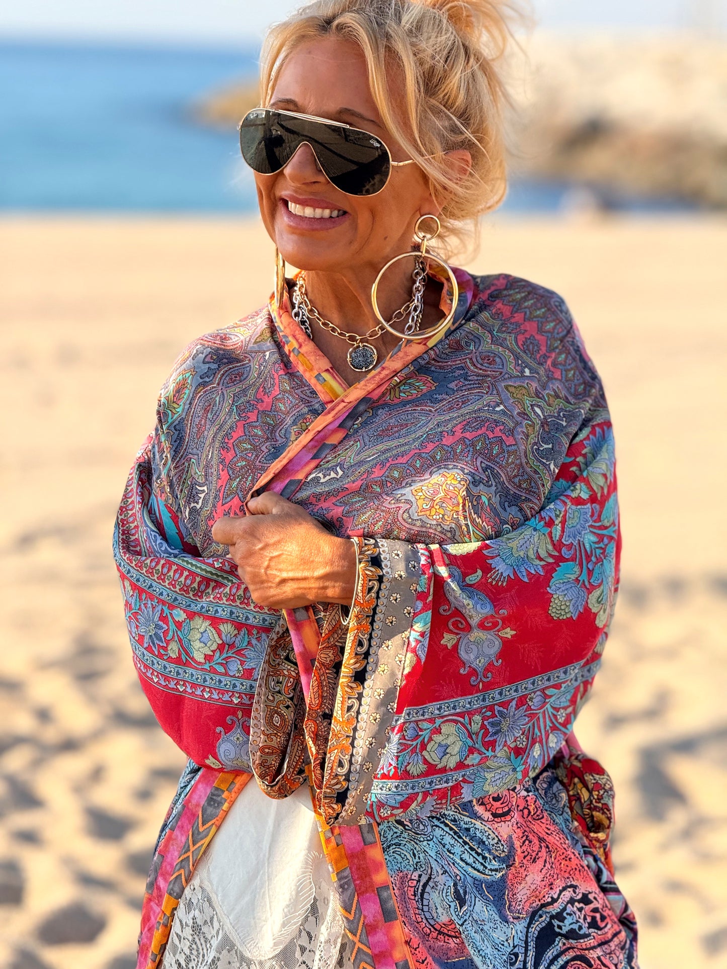 KIMONO ESTAMPADO MANGA 3/4 MULTICOLOR