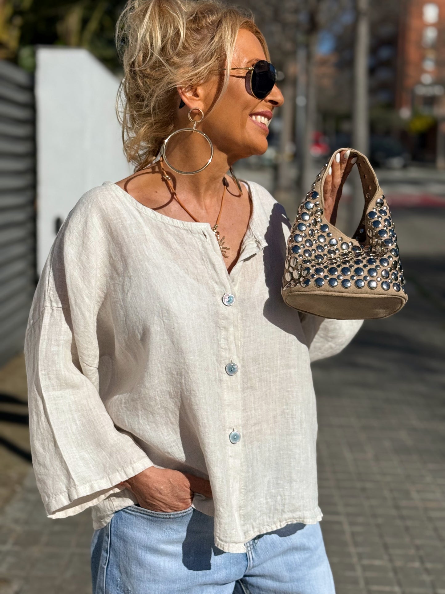 BLUSA DE LINO FABIO MULTICOLOR