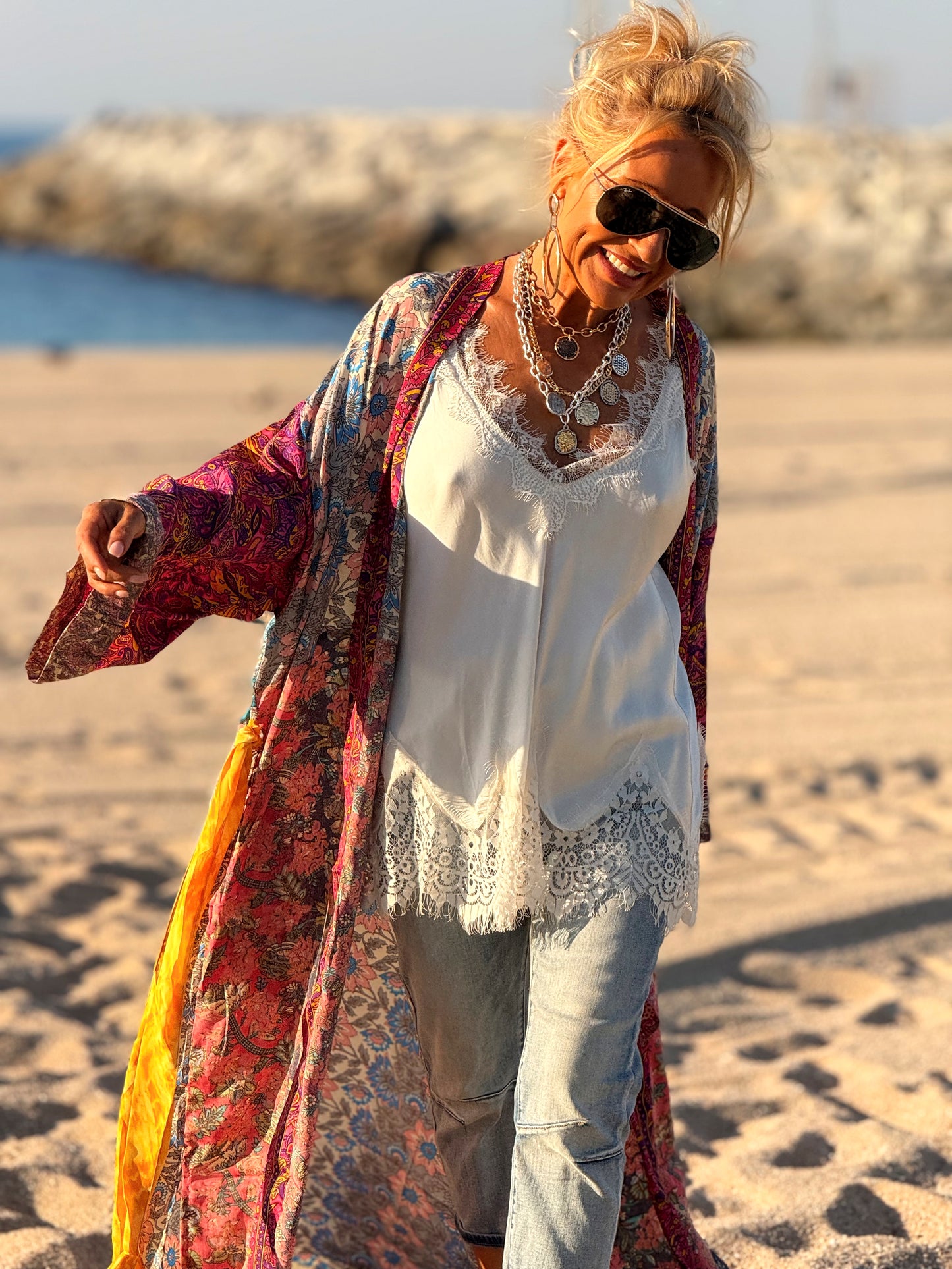 KIMONO ESTAMPADO MANGA 3/4 MULTICOLOR