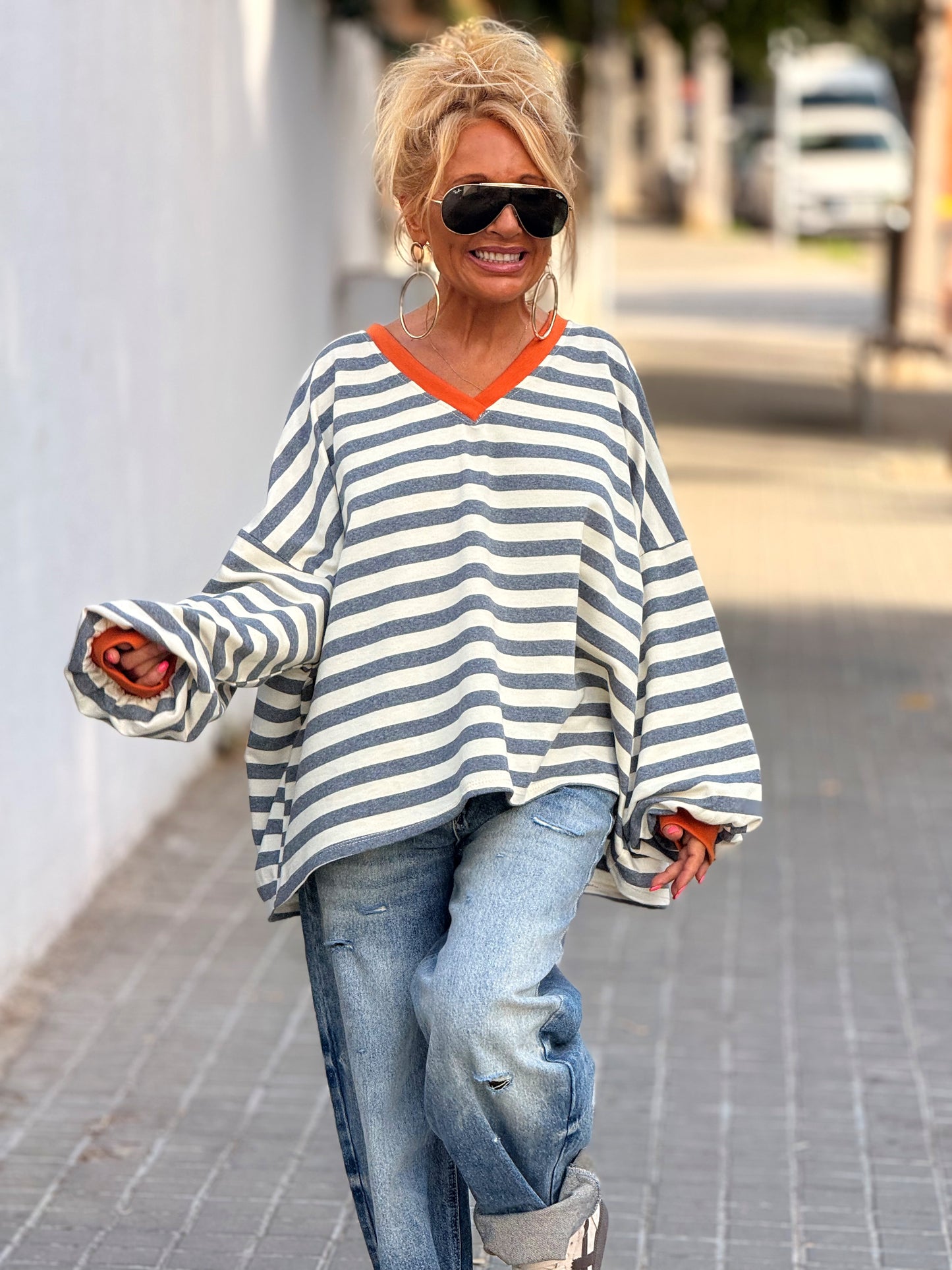 SUDADERA RAYAS GRIS