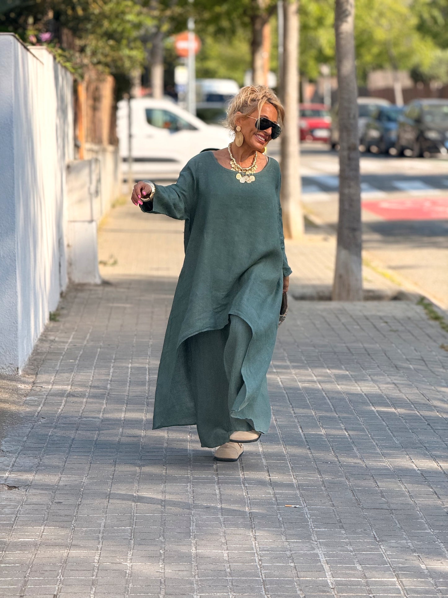 CONJUNTO TUNICA-PANTALON LINO ESTHER MULTICOLOR