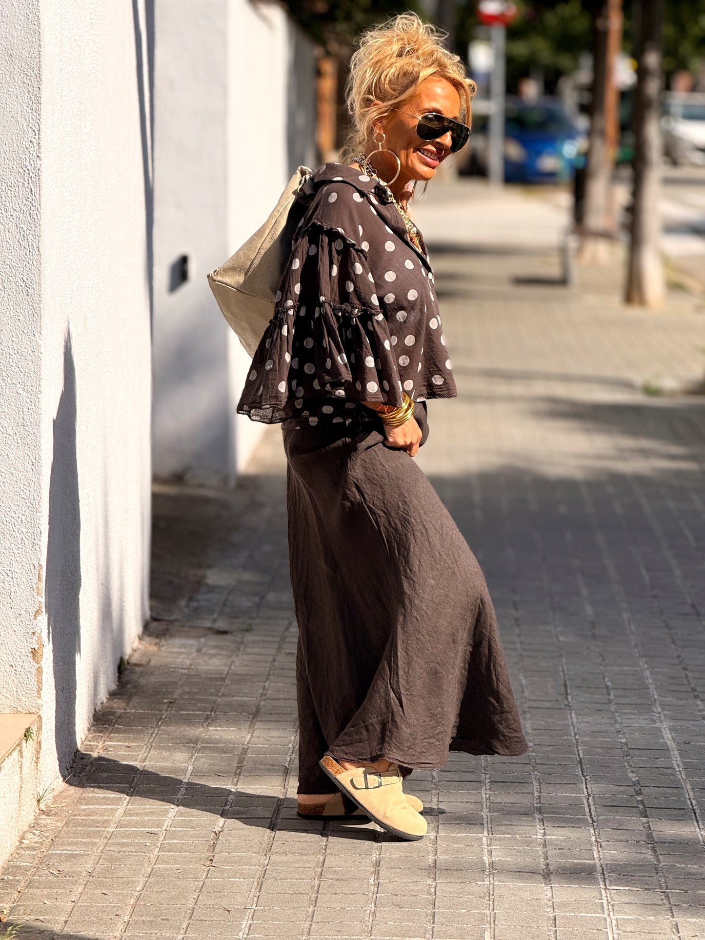 CAMISA CORTA LUNARES MULTICOLOR