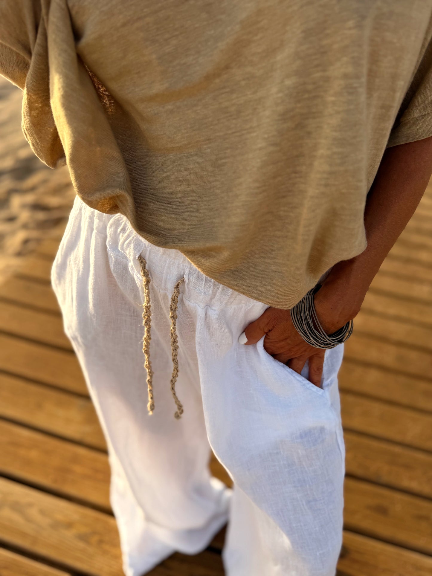 PANTALON CON CORDÓN LINO MULTICOLOR