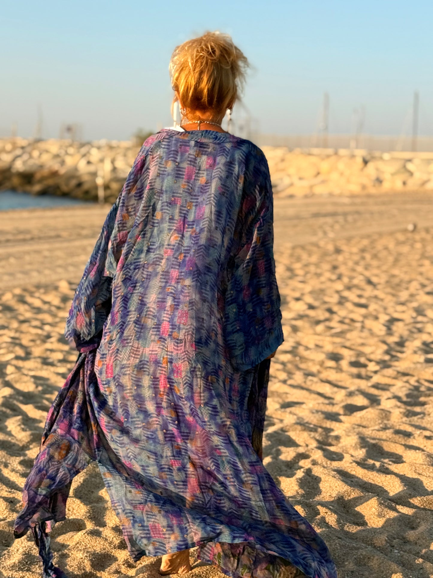 KIMONO ESTAMPADO MANGA LARGA CREPE DE SEDA MULTICOLOR