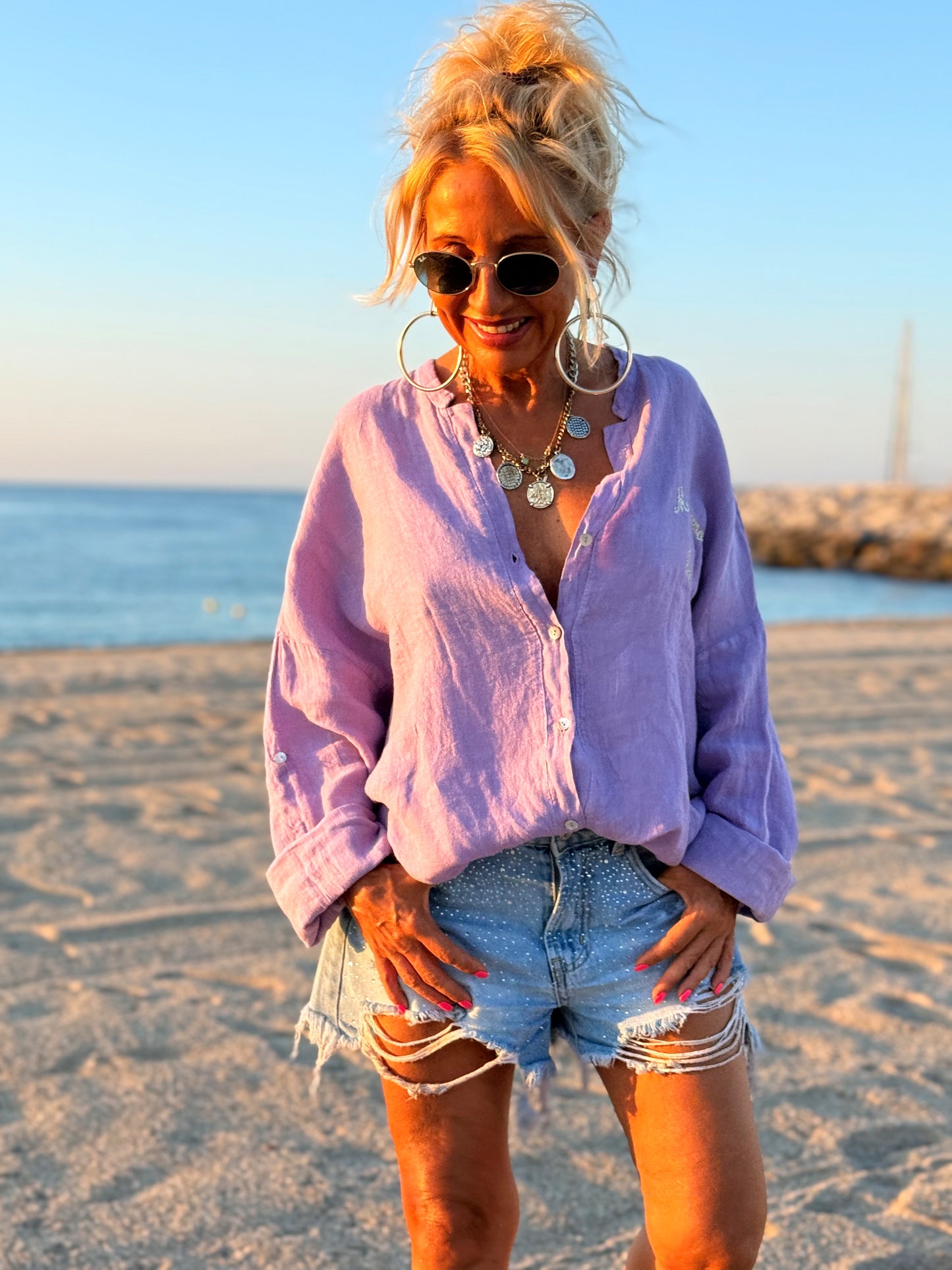 BLUSA LINO MALVA