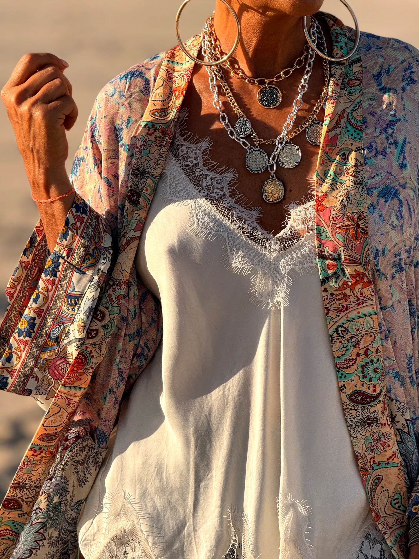 KIMONO ESTAMPADO MANGA 3/4 MULTICOLOR