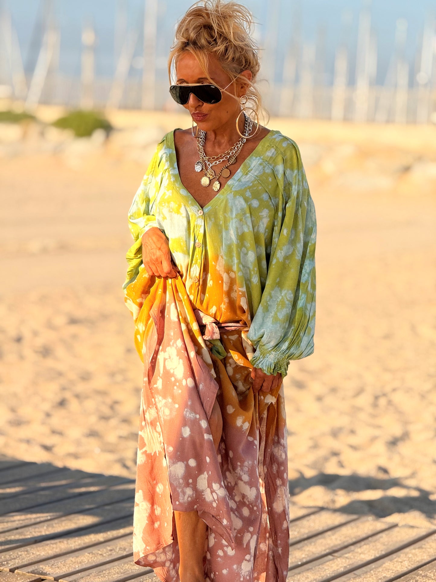 VESTIDO KAFTAN SUPER OVERSIZE MULTICOLOR