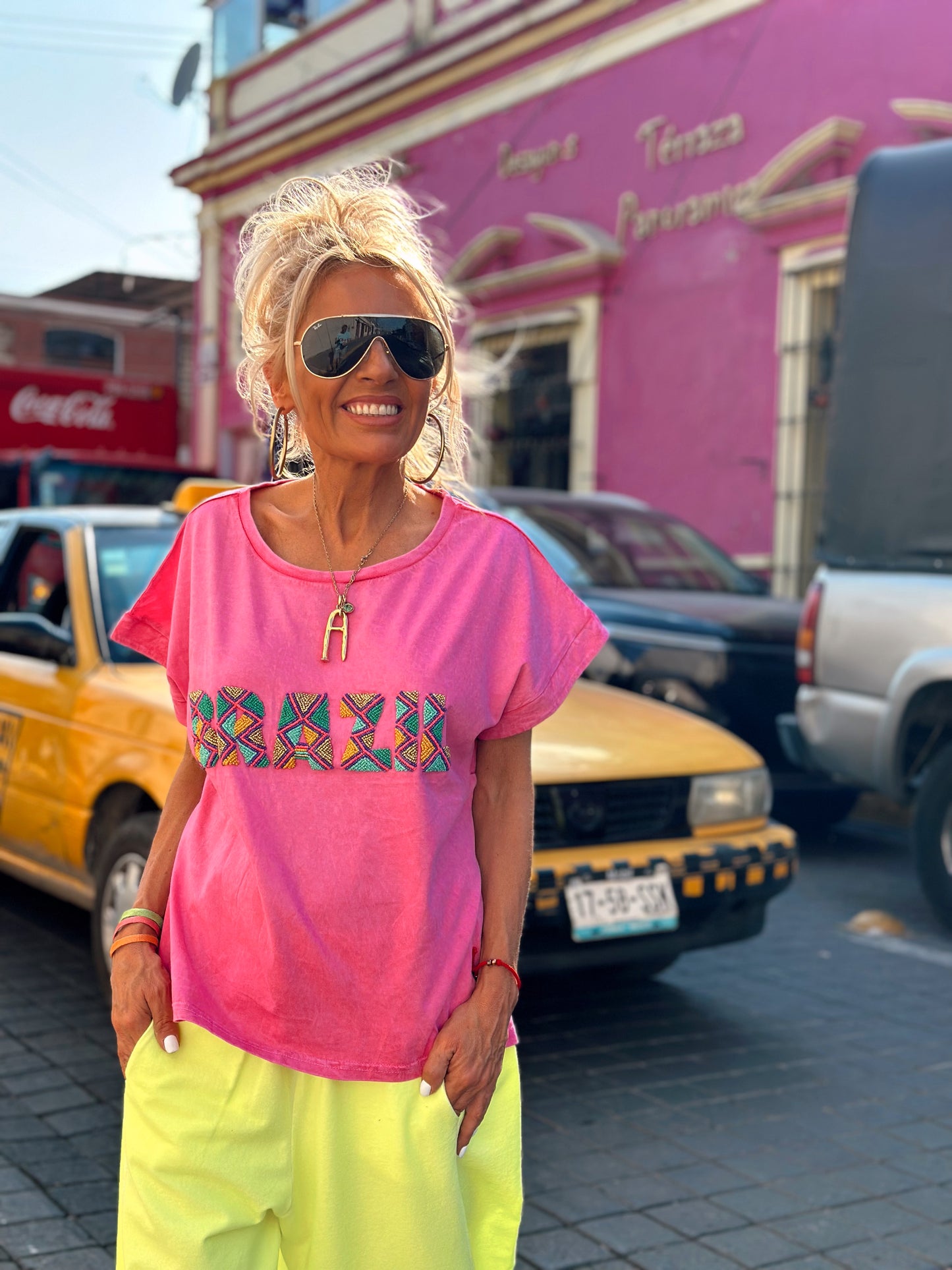 CAMISETA BRAZIL FUCSIA