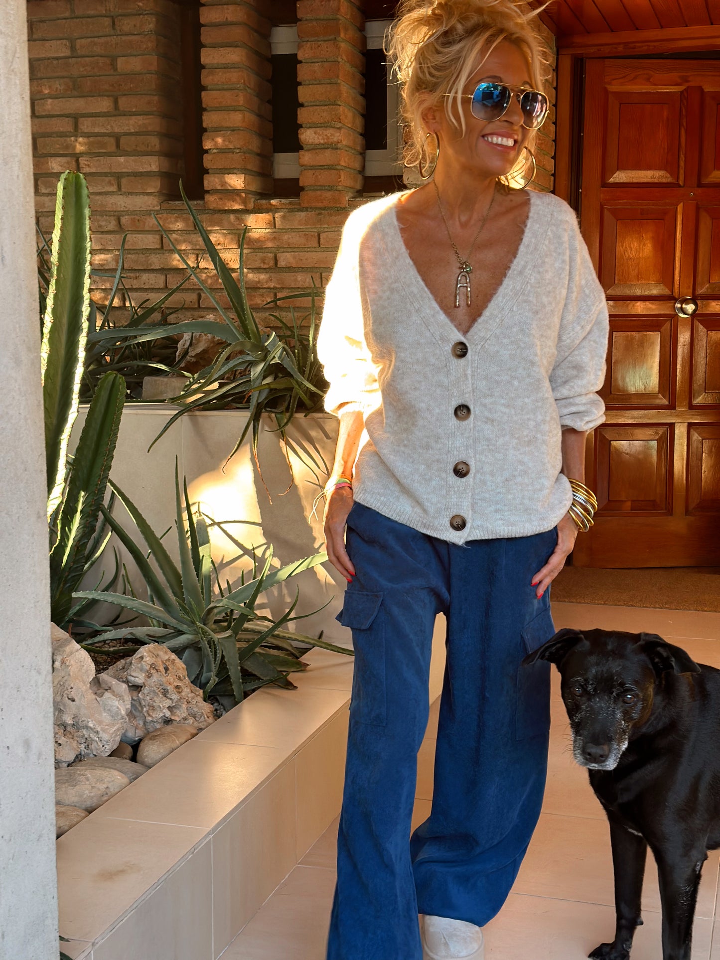 PANTALON TERCIOPELO ODESSA CON BOLSILLOS AZUL