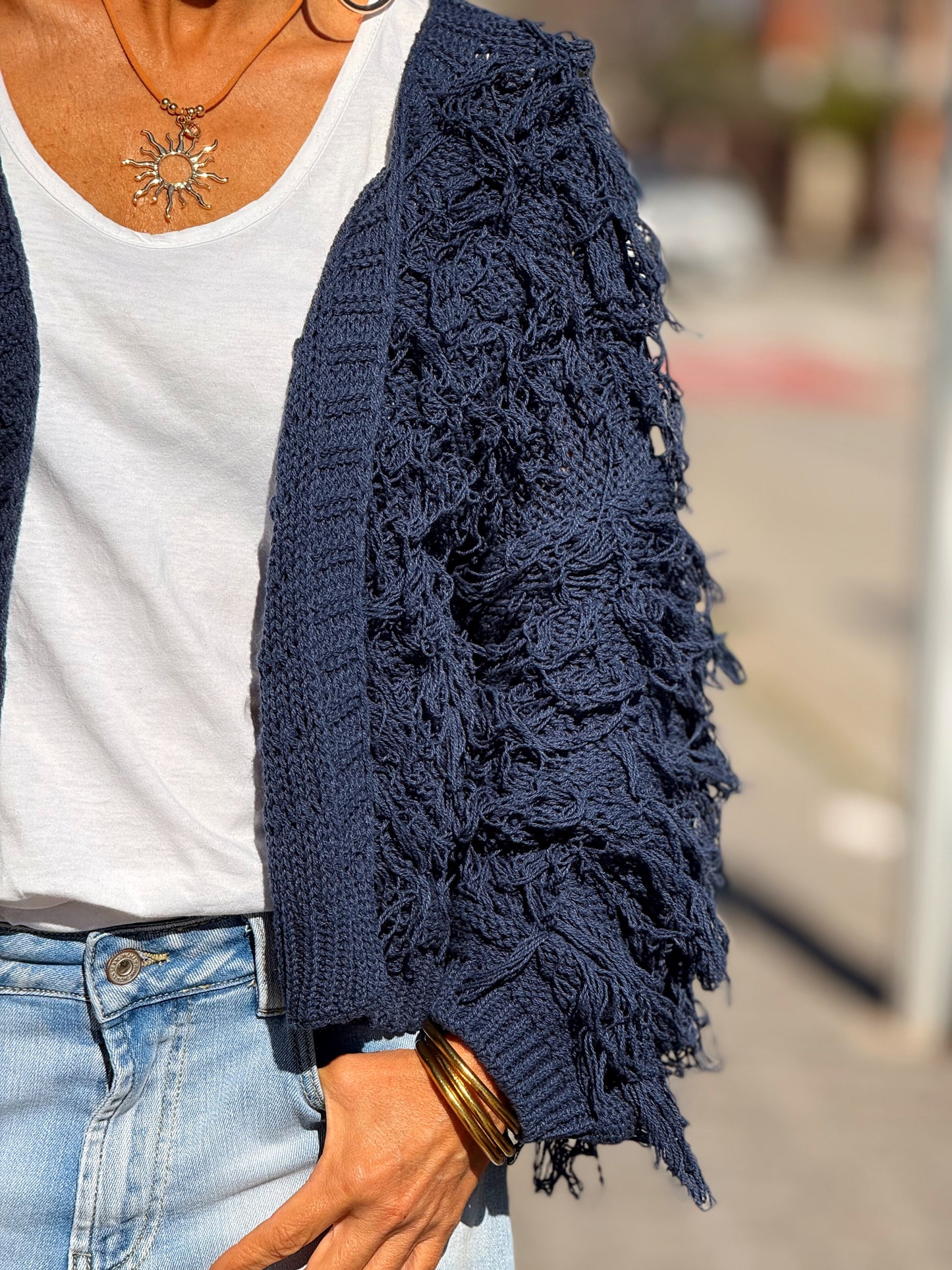 CARDIGAN CON FLECOS KEZIA MULTICOLOR