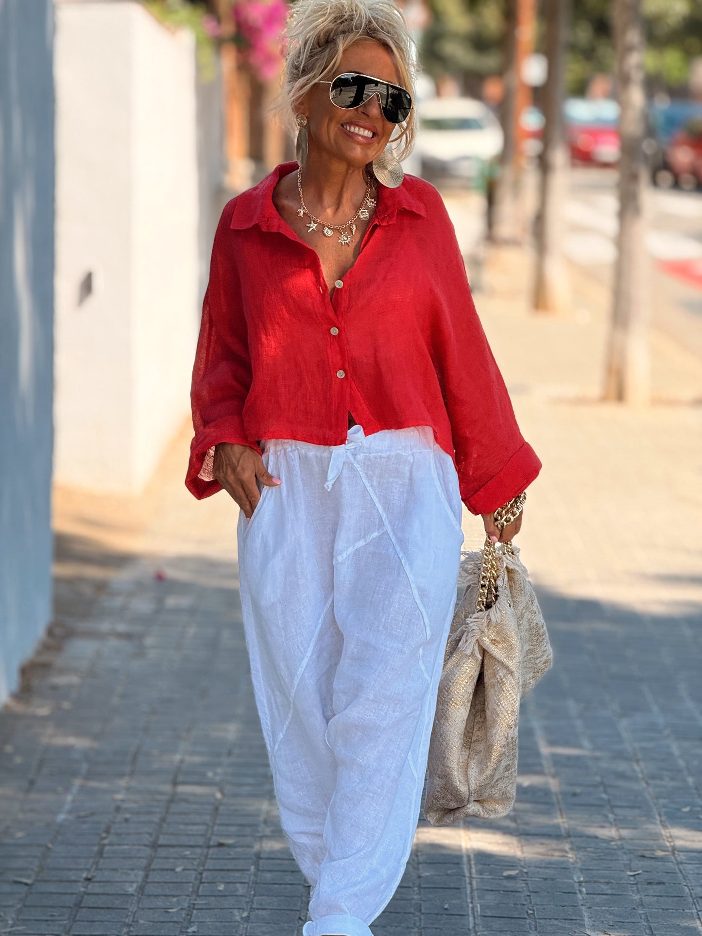 CAMISA LINO CROP-TOP MULTICOLOR