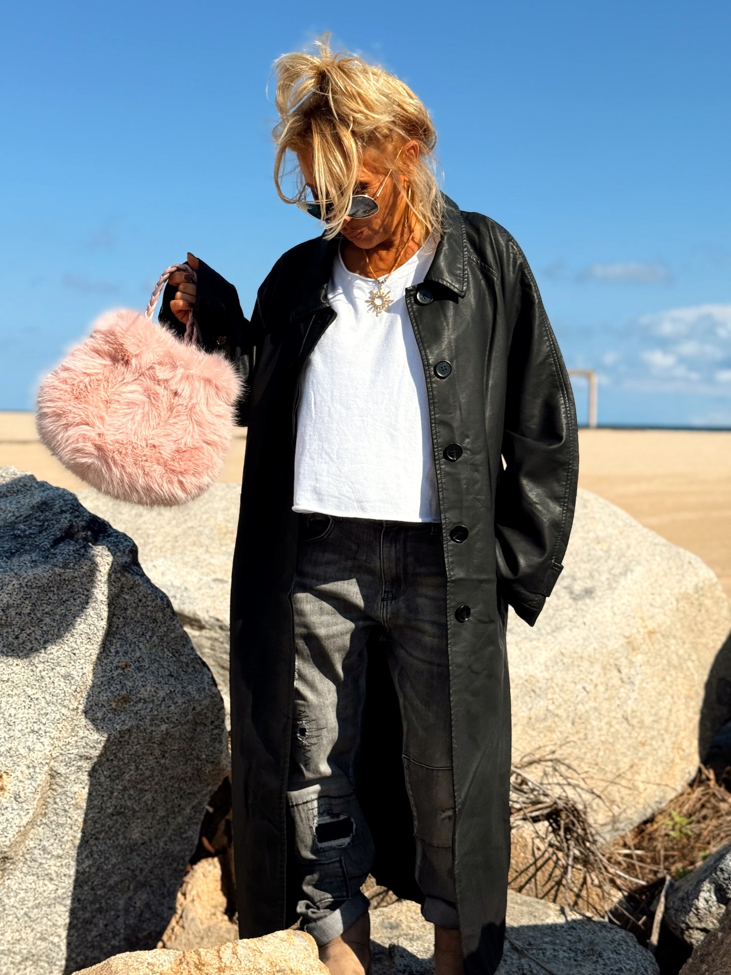 CHAQUETA LARGA POLIPIEL MULTICOLOR