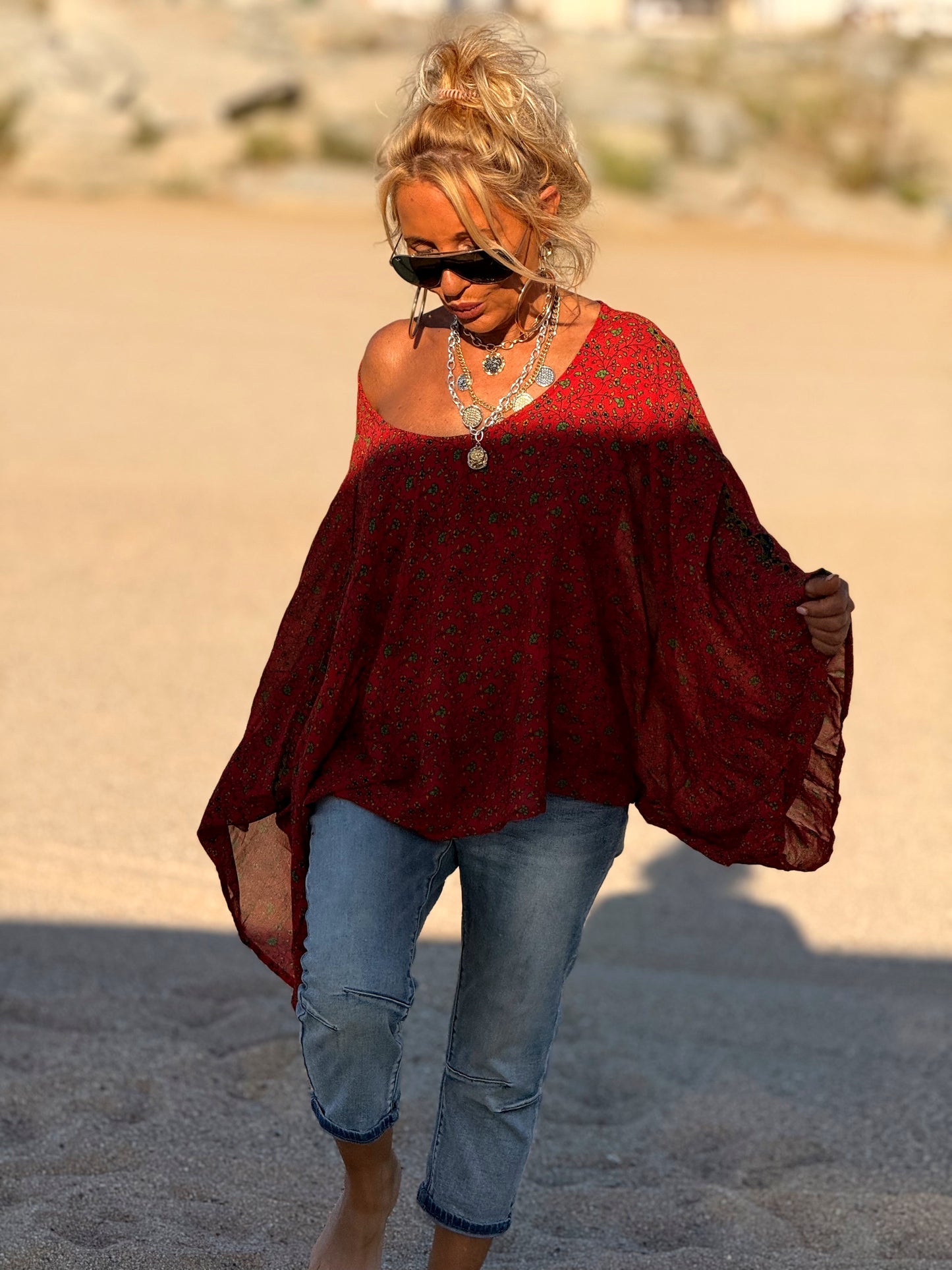 BLUSA-CAPA ESTAMPADO CREPE DE SEDA INDY MULTICOLOR